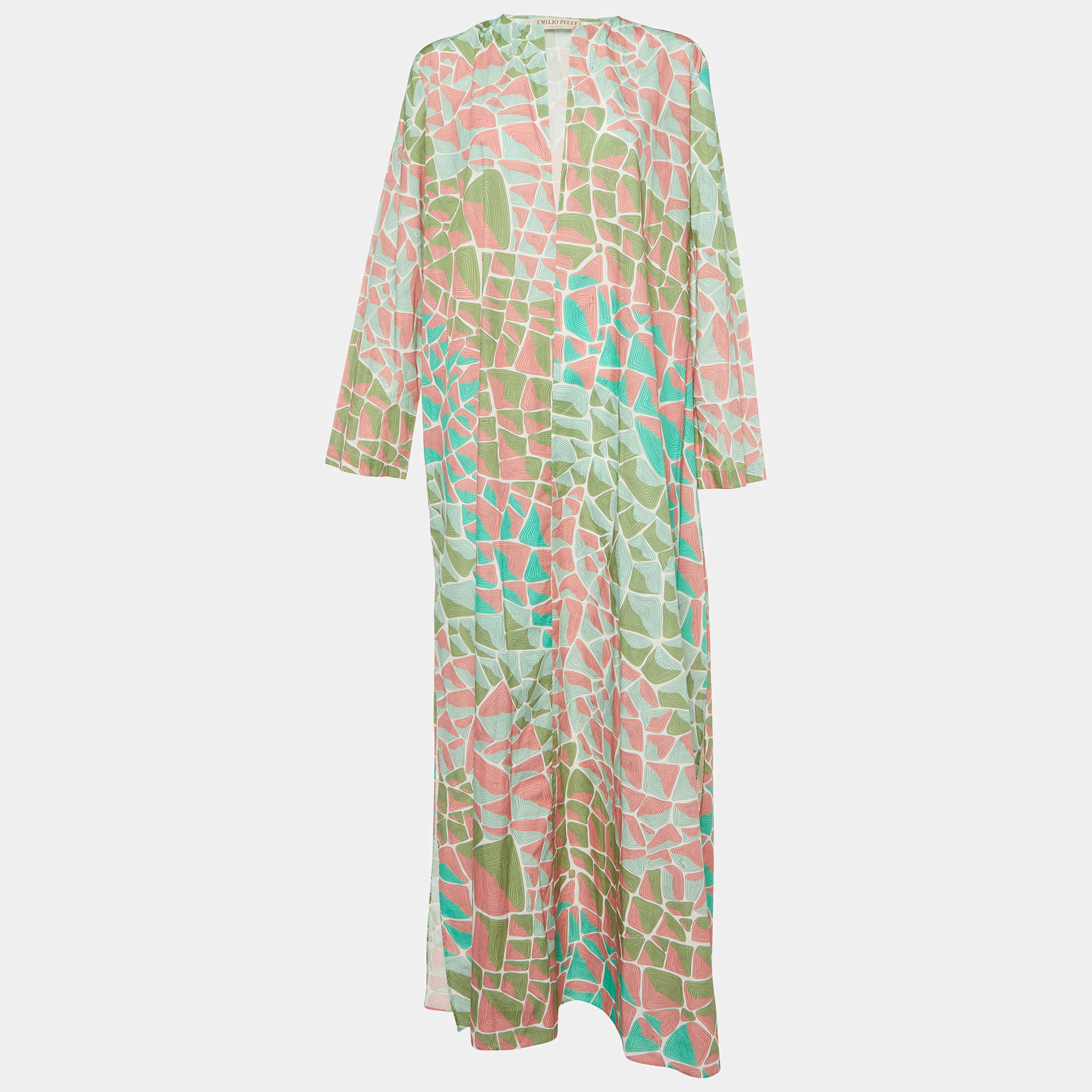 Emilio Pucci Multicolor Printed Cotton Maxi Dress L