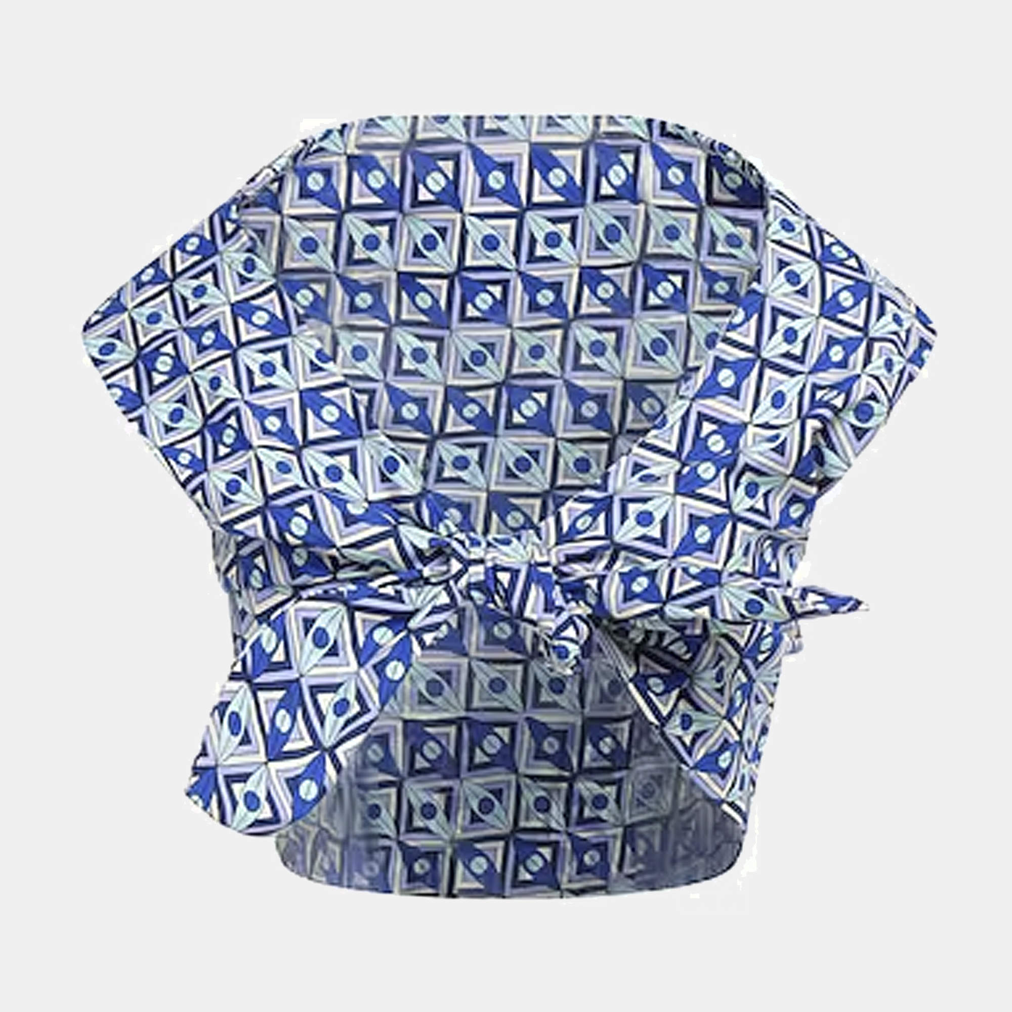 مملوكة مسبقًا Emilio Pucci Blue Printed Cotton Tie-Up Crop Top S