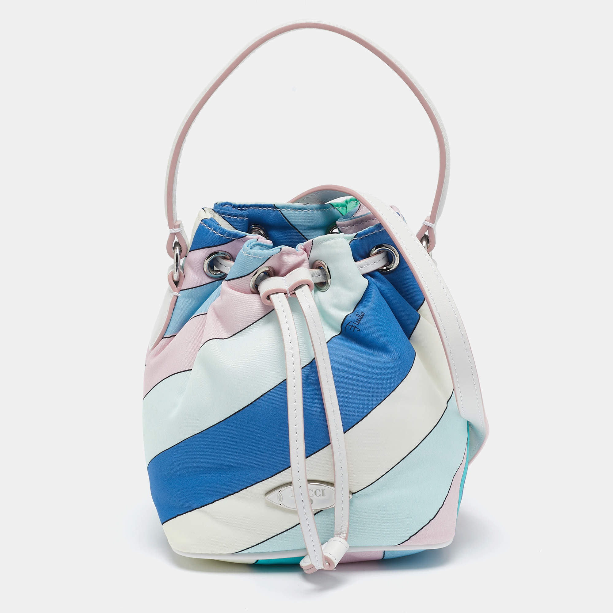 Emilio Pucci Multicolor Iride Print Nylon Yummy Bucket Bag