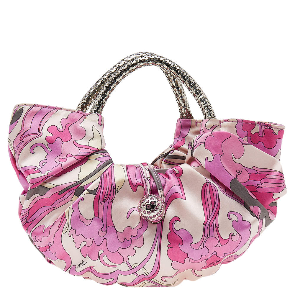 Pre Owned Emilio Pucci Pink Fabric Hobo