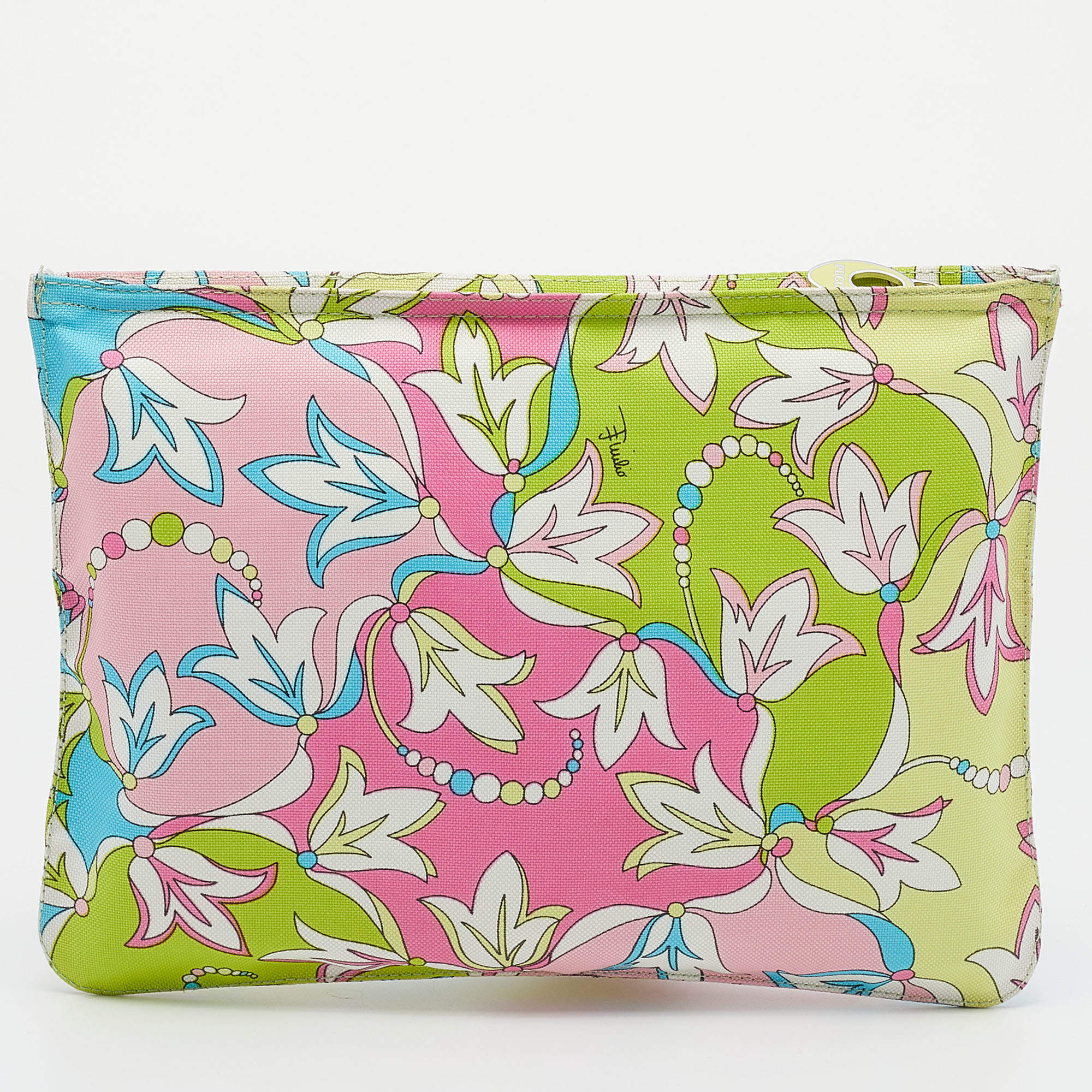 Emilio Pucci Multicolor Floral Print Zip Pouch