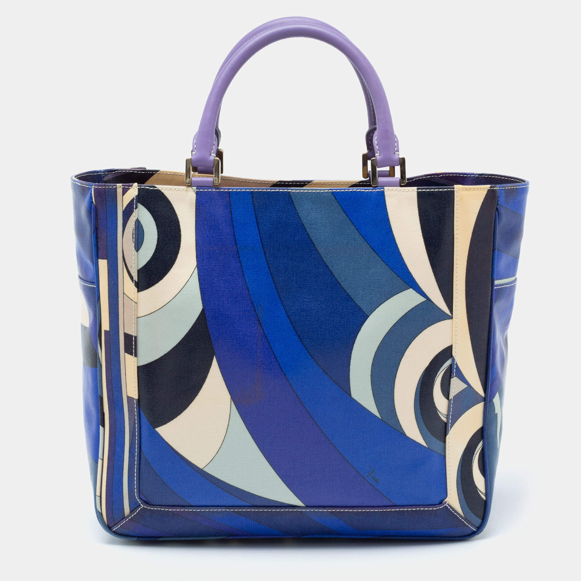 Emilio Pucci Multicolor Printed Coated Canvas Tote