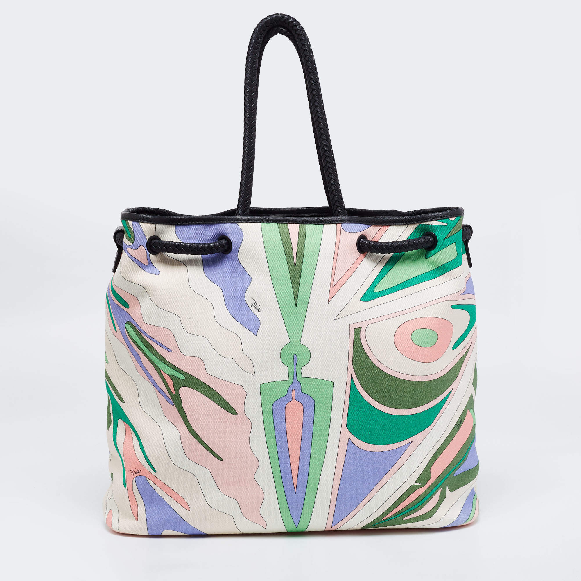 Emilio Pucci Multicolor Printed Canvas Tote