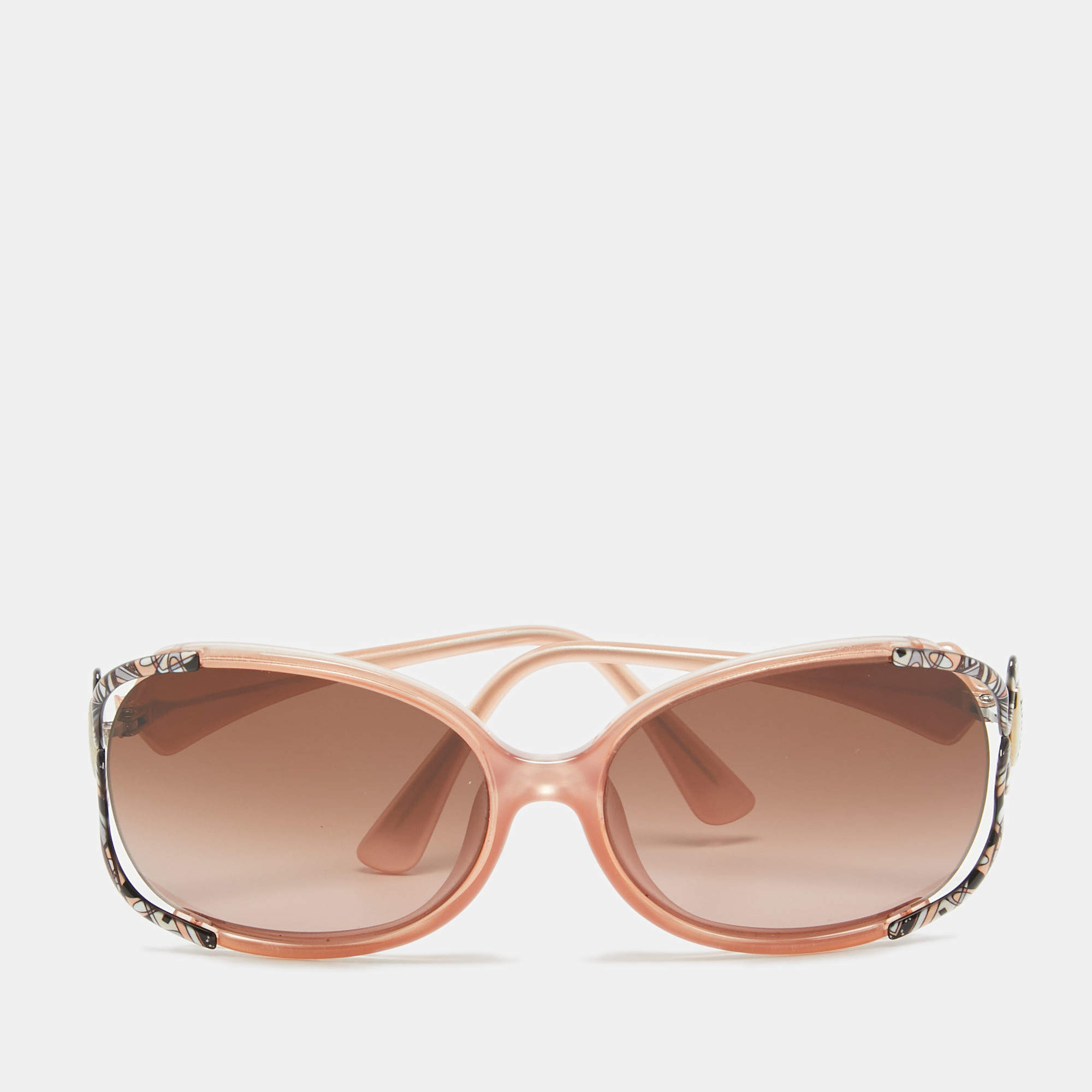 Pre Owned Emilio Pucci Orange EP608S Logo Oversized Sunglasses