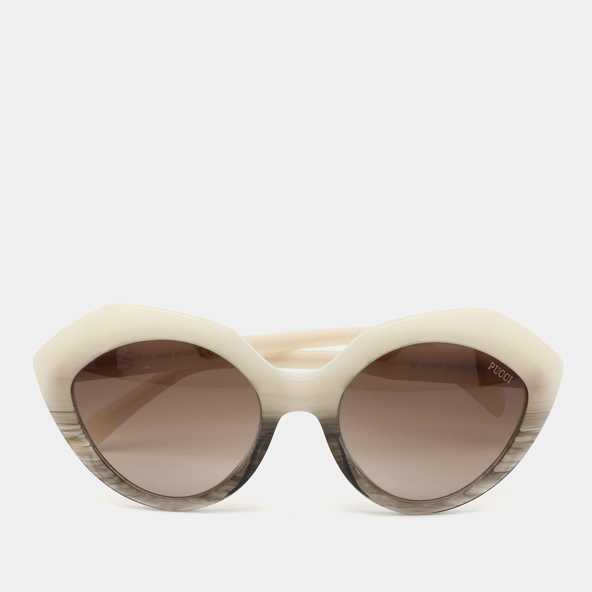 Emilio Pucci Cream/Brown Gradient EP0041 24K Cat-Eye Sunglasses