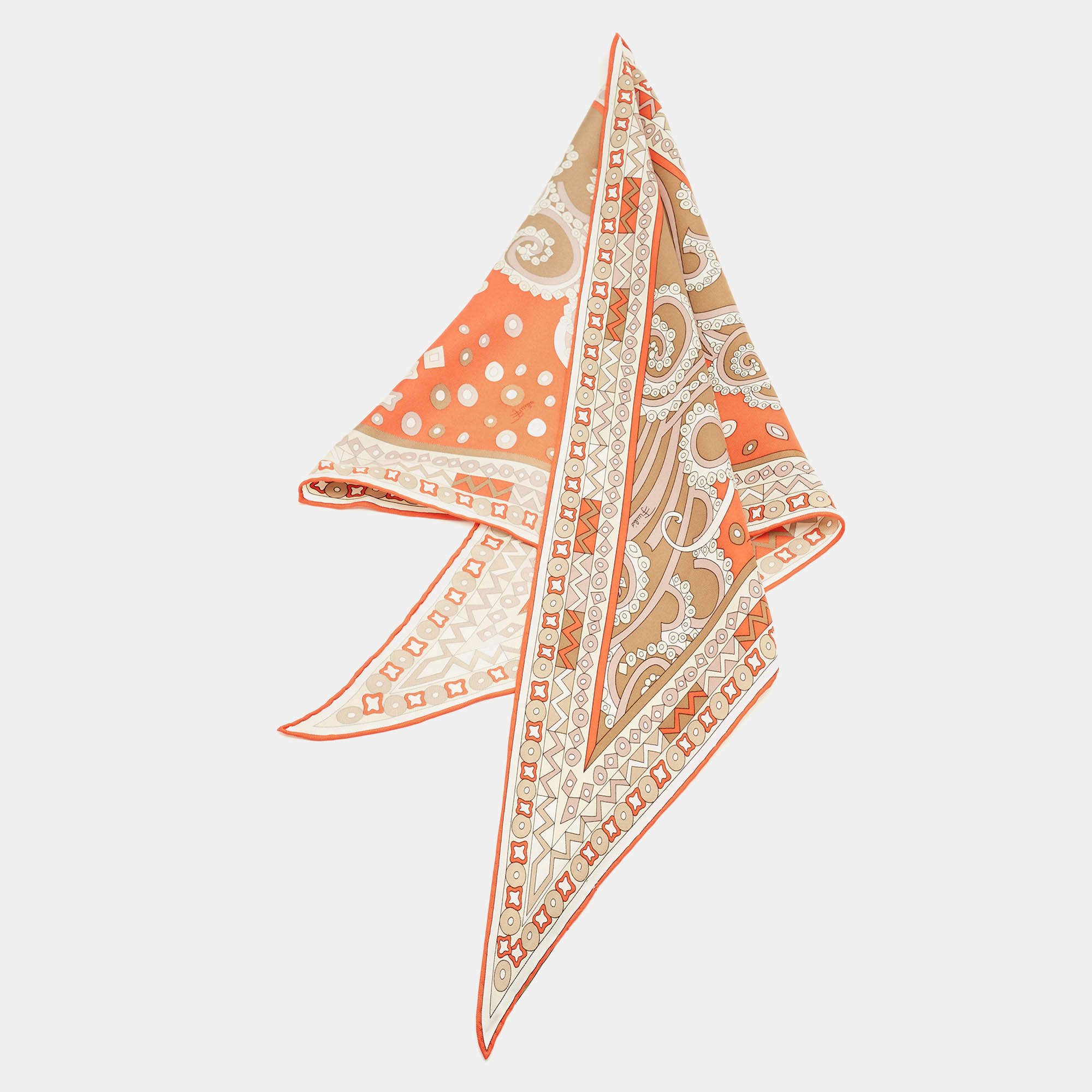 Pre Owned وشاح إيميليو بوتشي حرير بطباعة ماسية برتقالي