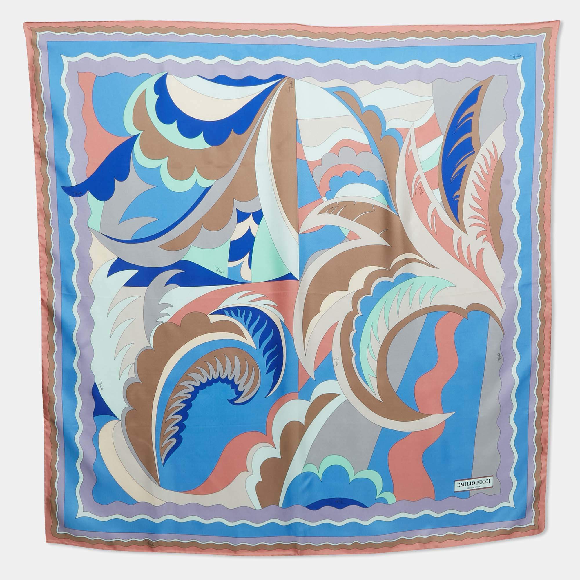 Pre Owned Emilio Pucci Multicolor Iride Print Silk Scarf