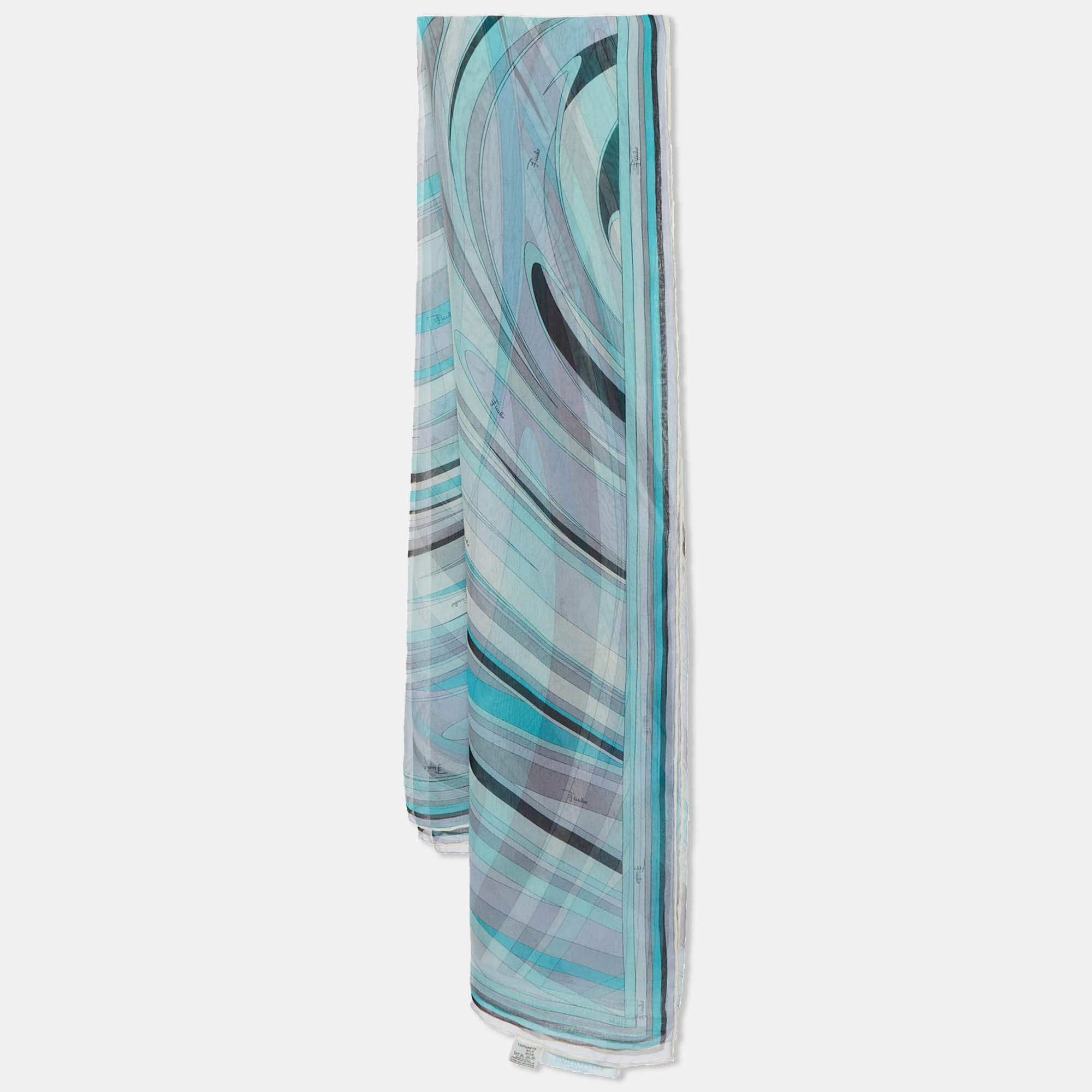 Pre Owned Emilio Pucci Blue Print Silk Scarf 
