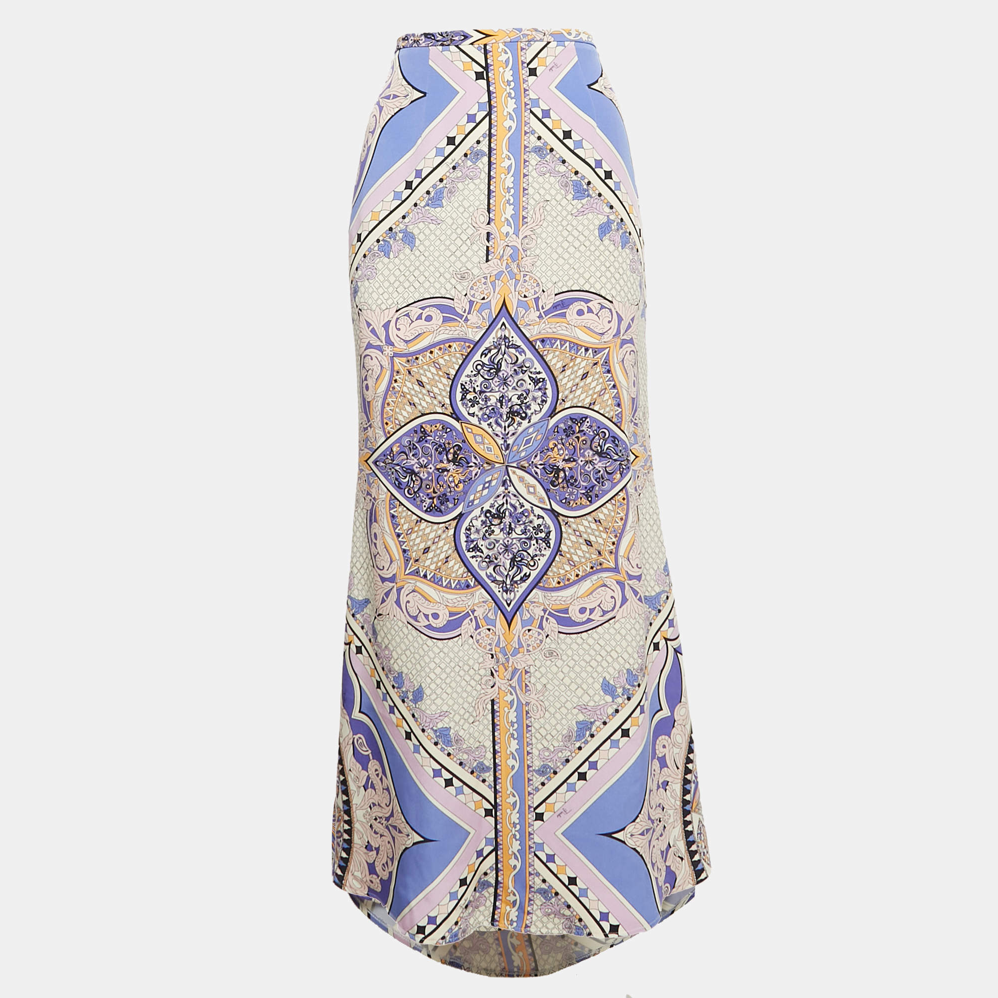 مملوكة مسبقًا Emilio Pucci Purple/Cream Printed Silk Maxi Skirt M
