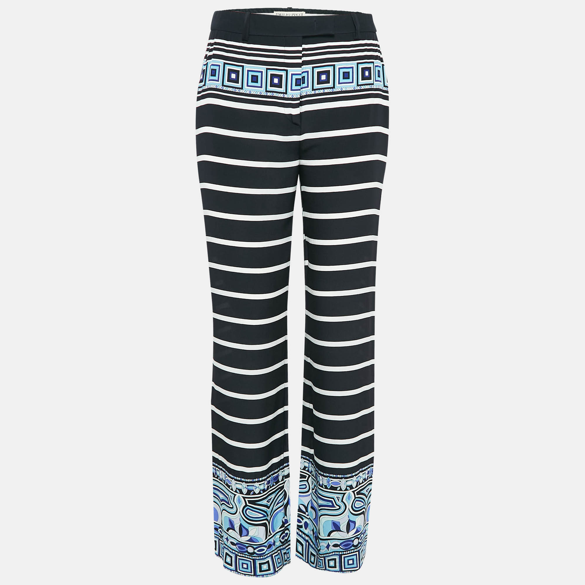 Emilio Pucci Multicolor Printed Silk Wide Leg Pants M