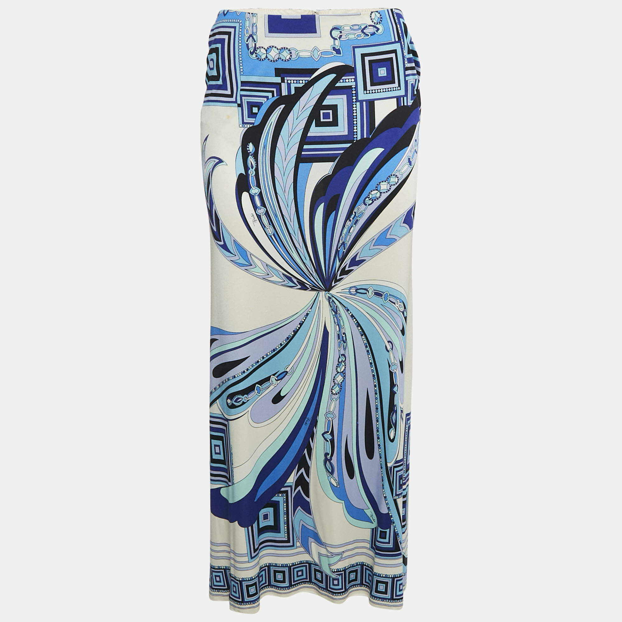 Emilio Pucci Multicolor Printed Silk Knit Maxi Skirt M