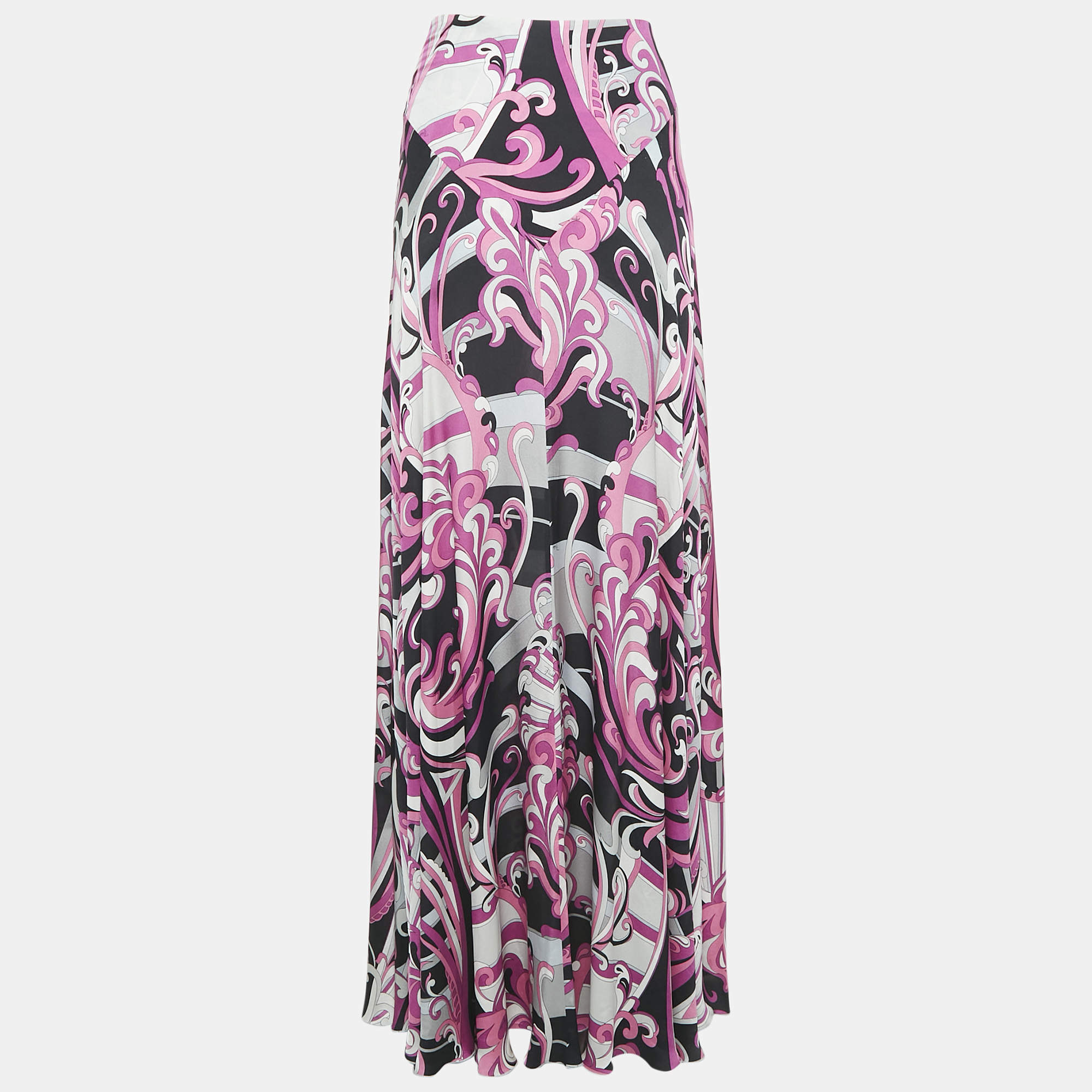 مملوكة مسبقًا Emilio Pucci Pink Printed Silk Maxi Skirt L
