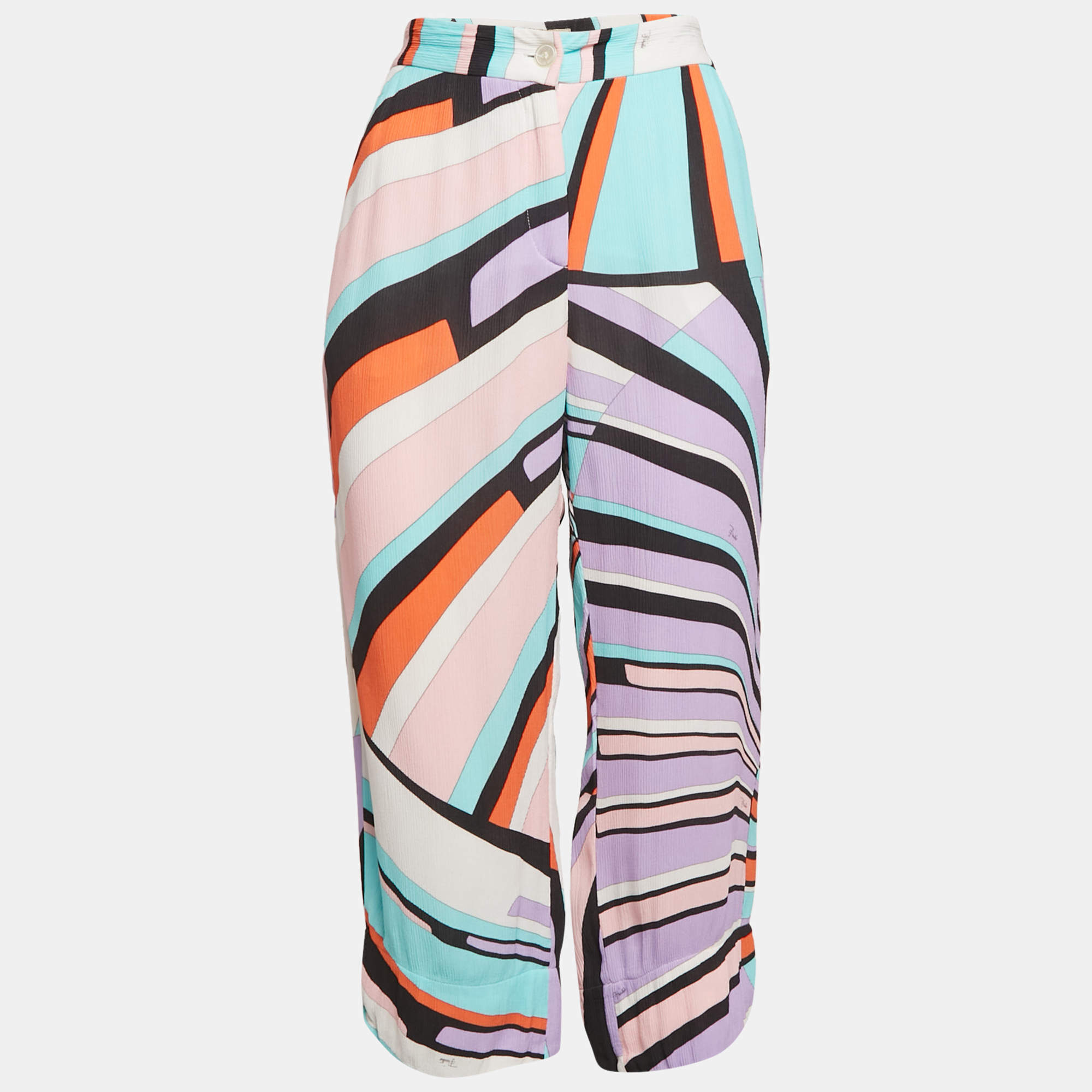 Emilio Pucci Multicolor Crepe Capri Pants M