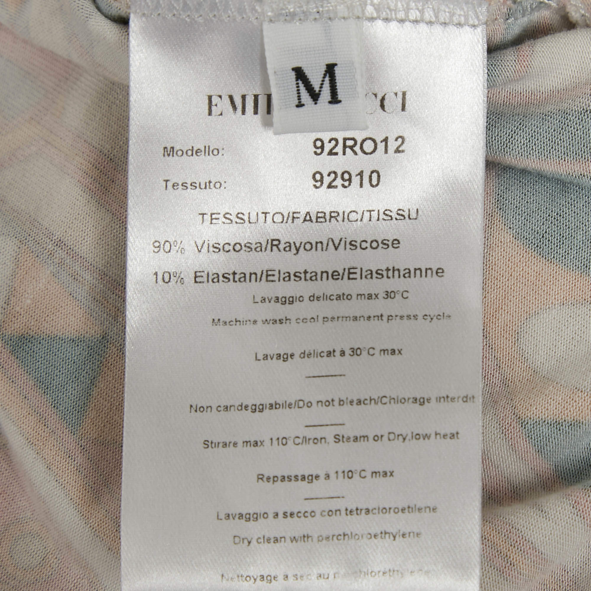 Pre Owned Emilio Pucci Multicolor Printed Jersey V-Neck Long Sleeve Top M