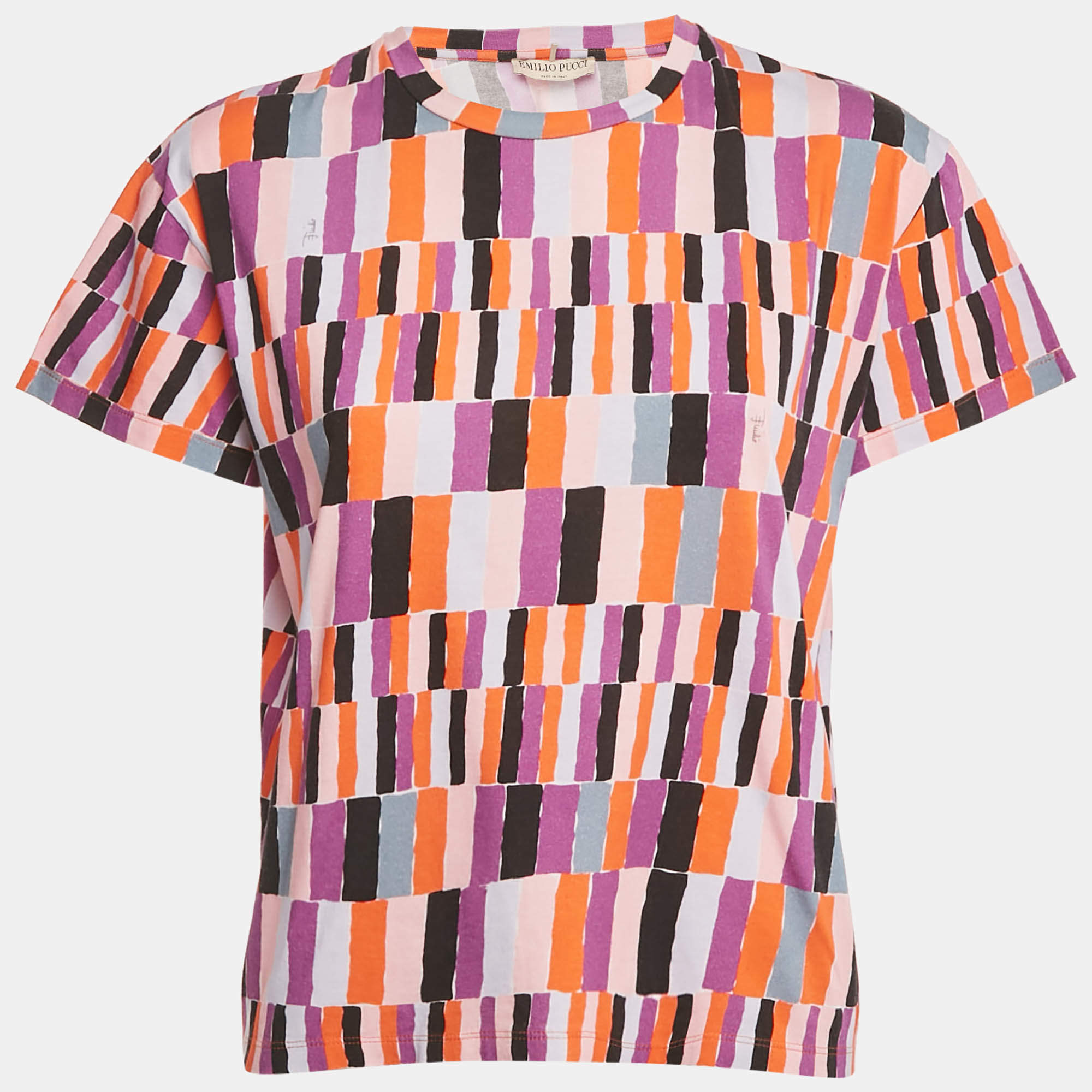 Pre Owned Emilio Pucci Multicolor Printed Jersey T-Shirt S