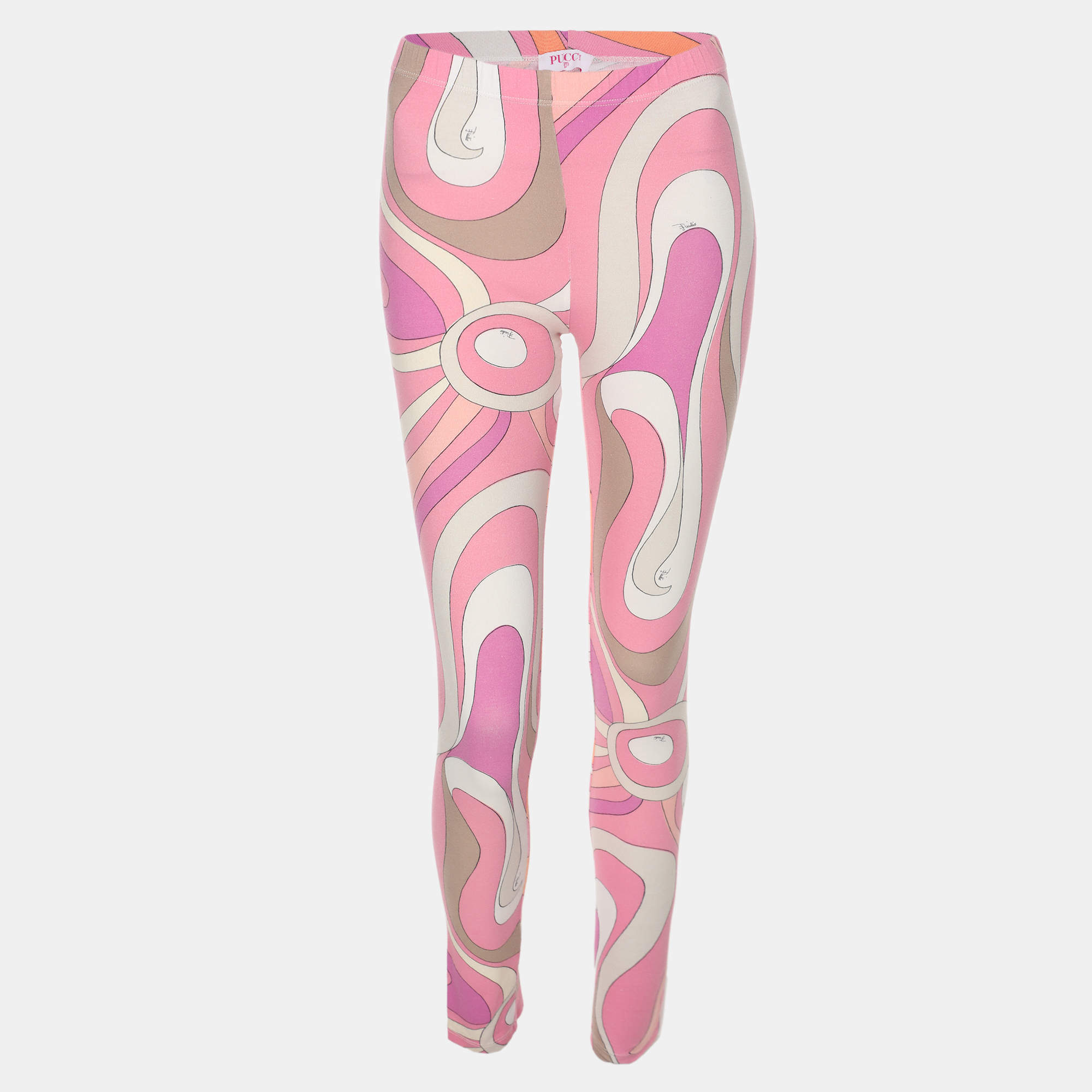 Pre Owned Pucci Multicolor Stretch Knit Leggings M