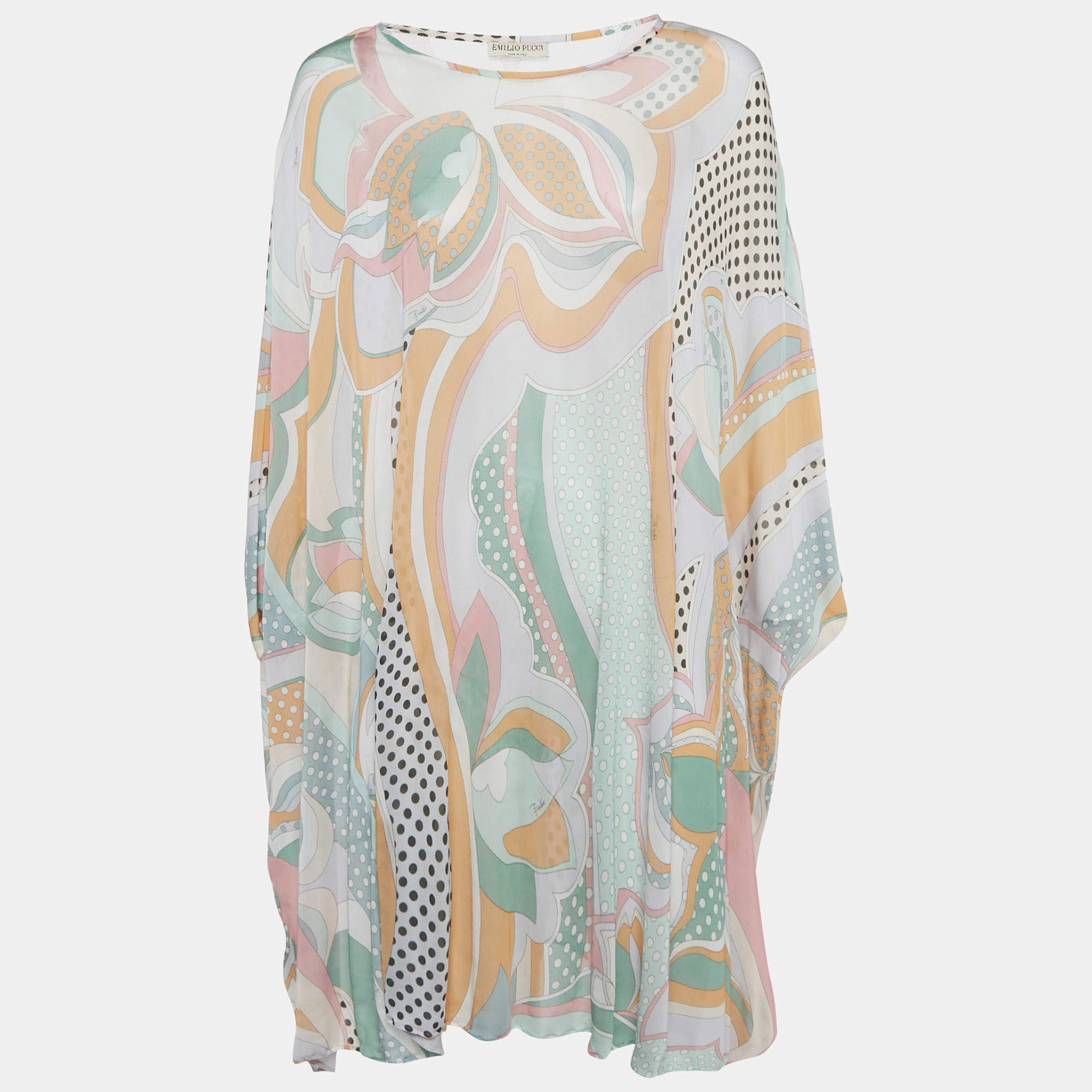 Pre Owned Emilio Pucci Multicolor Printed Jersey Oversized Mini Dress S