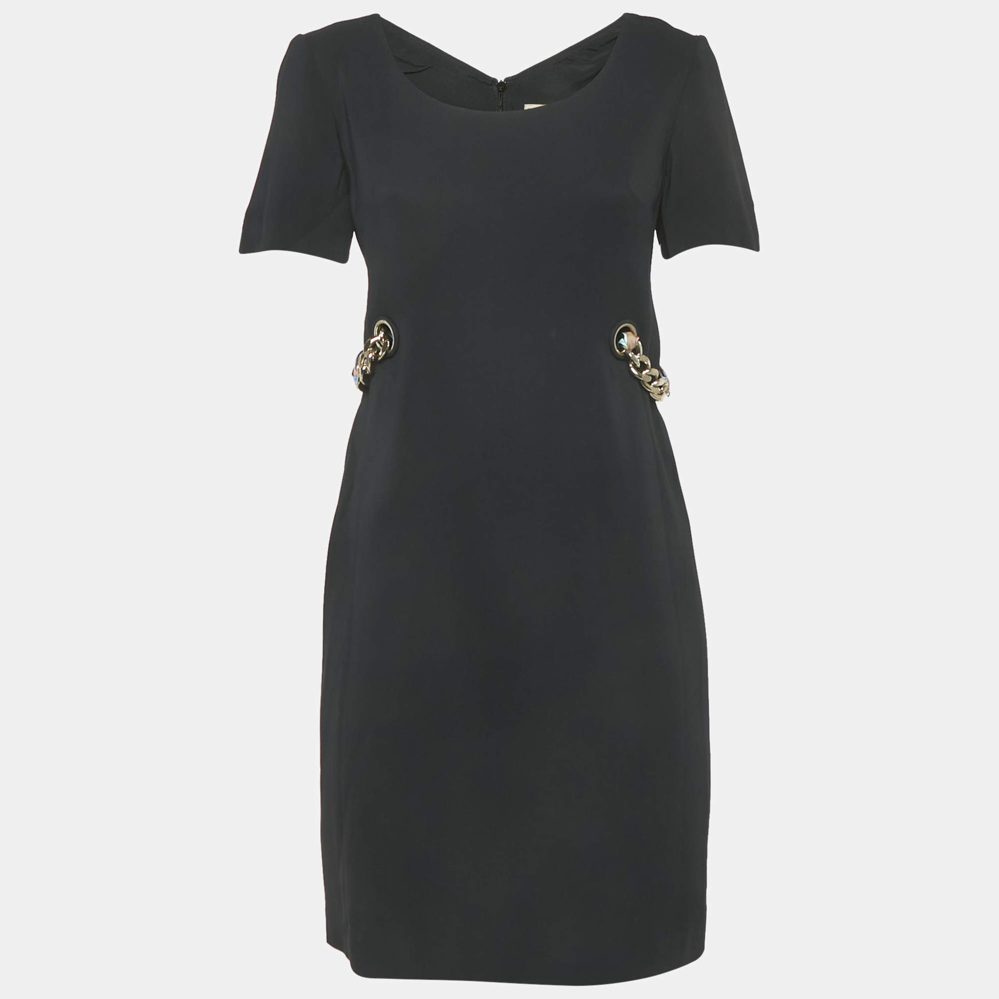 مملوكة مسبقًا Emilio Pucci Black Crepe Ribbon Details Mini Dress M