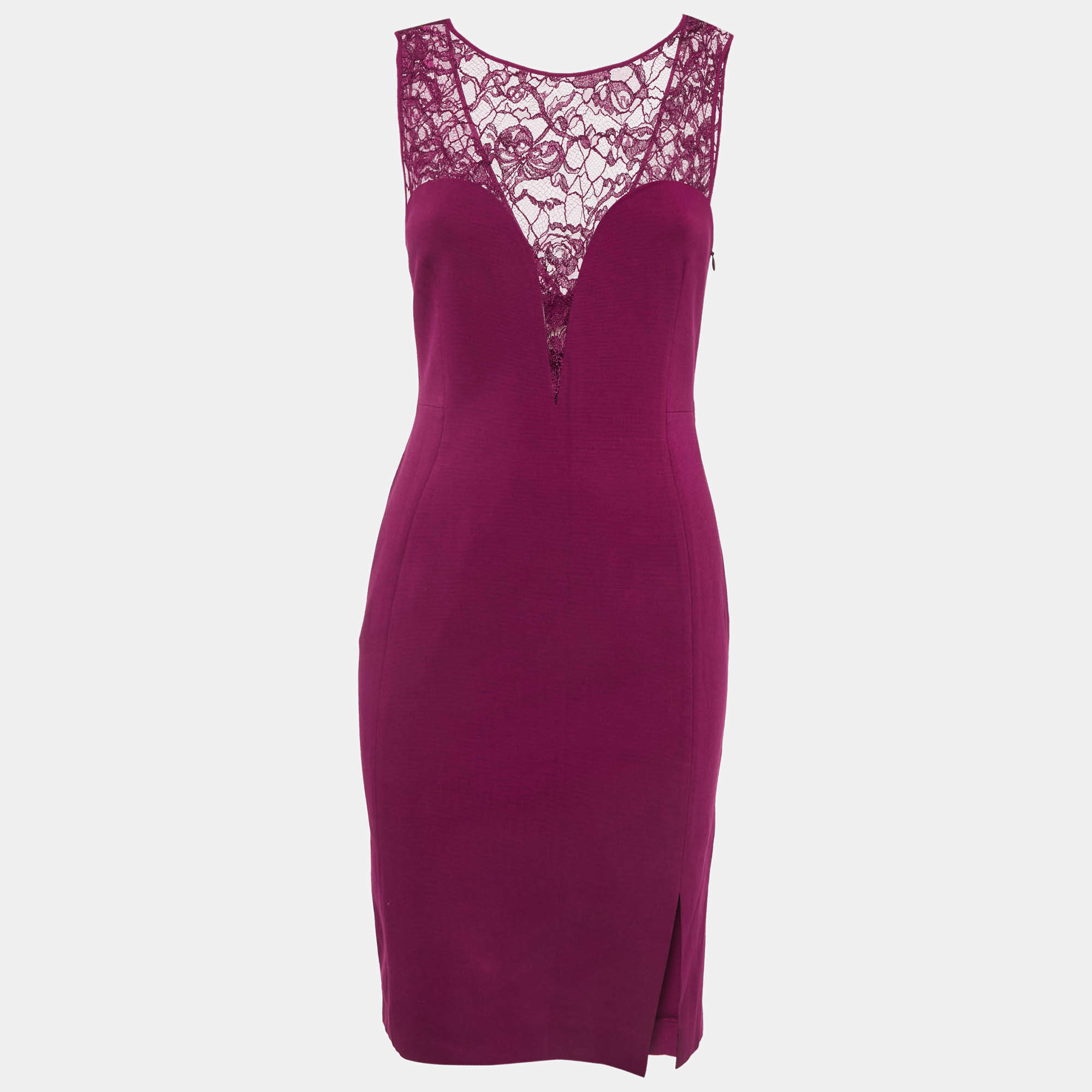 مملوكة مسبقًا فستان إميليو بوتشي أرجواني من الكريب المطاطي والدانتيل الشفاف ميديوس