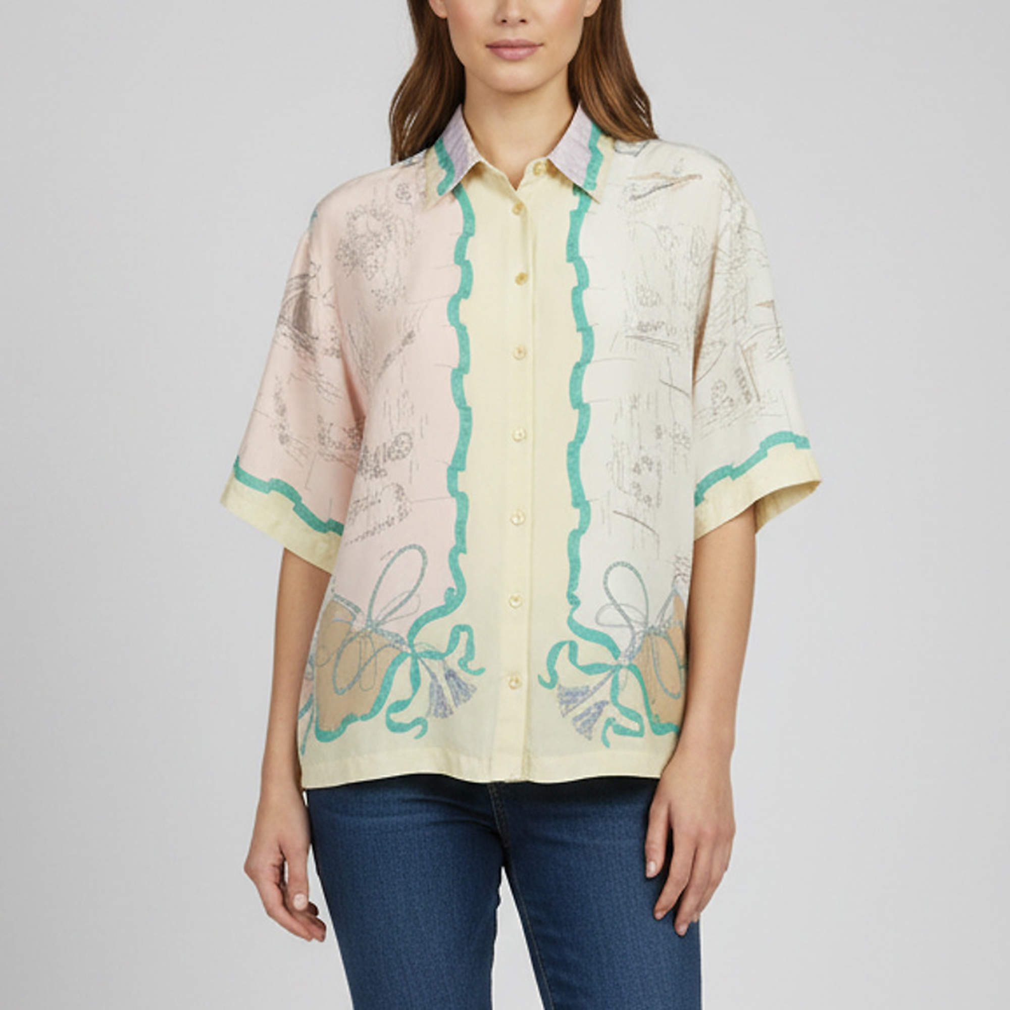 مملوكة مسبقًا Emilio Pucci Multicolor Printed Silk Short Sleeves Blouse M