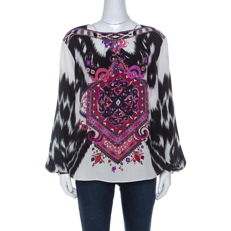 Emilio Pucci Multicolor Printed Silk Blouse M