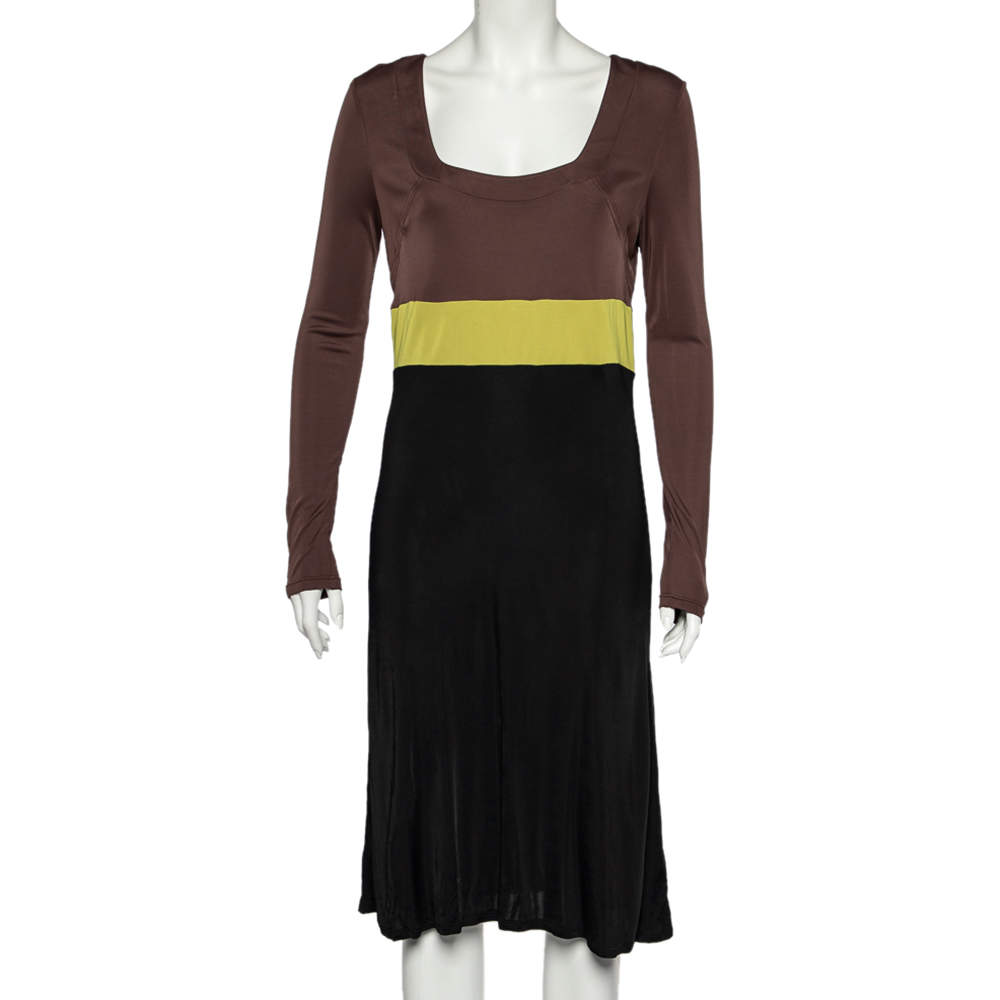 Emilio Pucci Firenze Black Colorblock Jersey Sheath Dress L