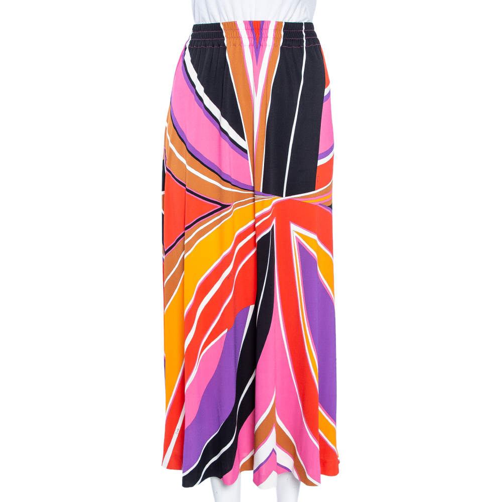 Emilio Pucci Multicolored Printed Jersey Midi Skirt M