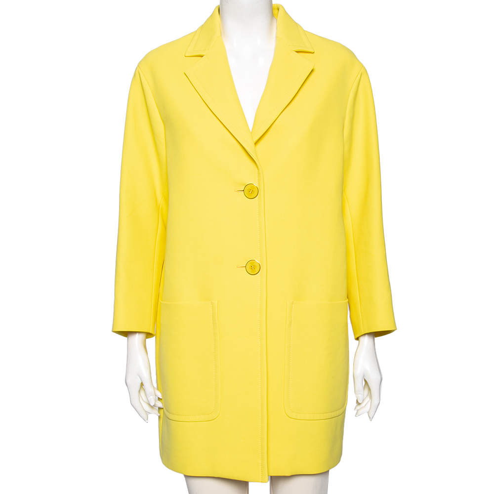 Pre Owned Emilio Pucci Yellow Cotton Single Breasted Oversized Coat S