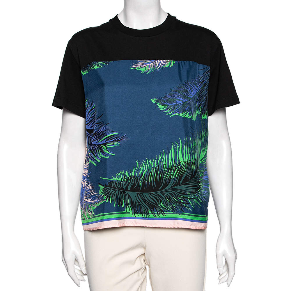 مملوكة مسبقًا Emilio Pucci Multicolor Tropical Printed Cotton Short Sleeves Top M 
