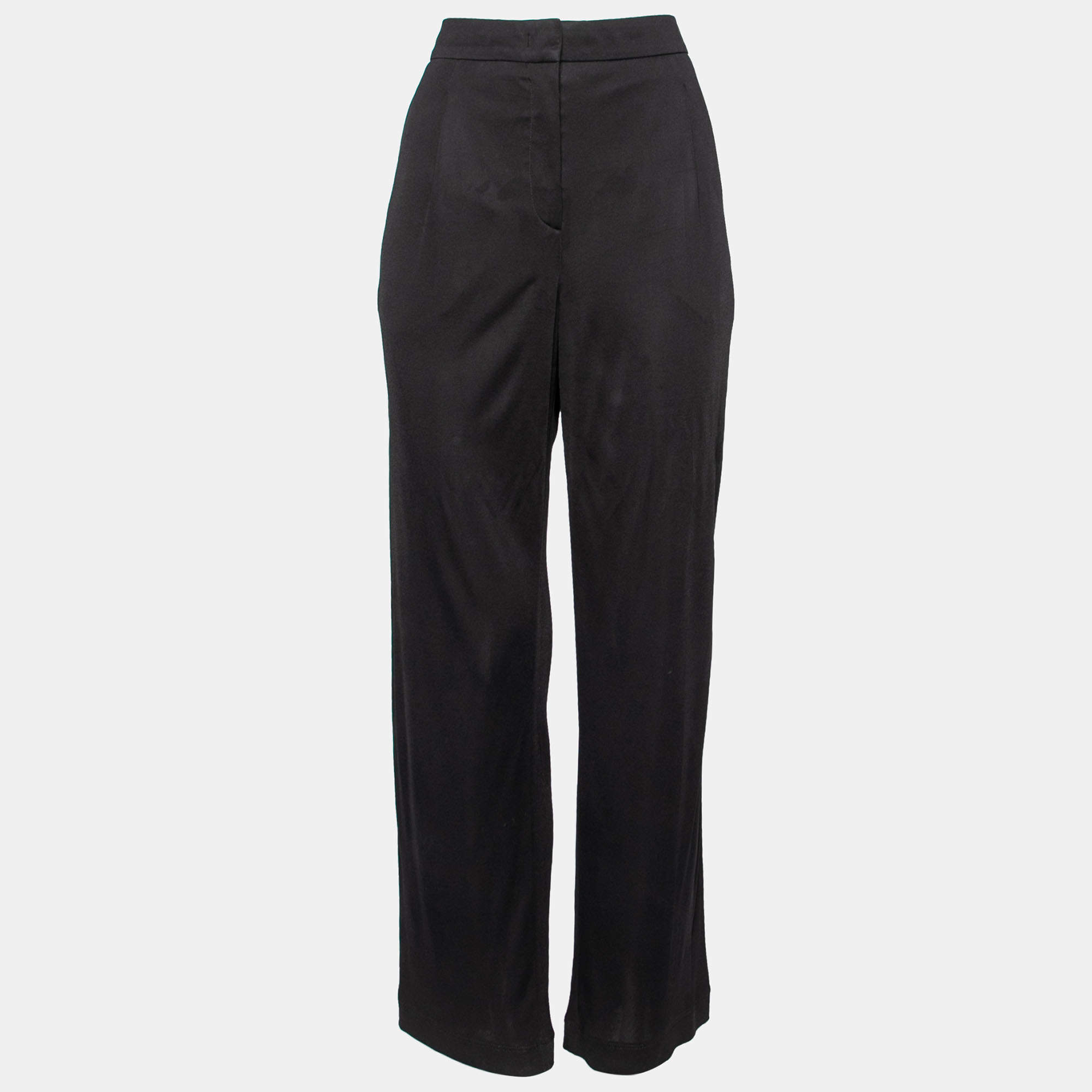 Pre Owned Emilio Pucci Black Jersey Straight Trouser L
