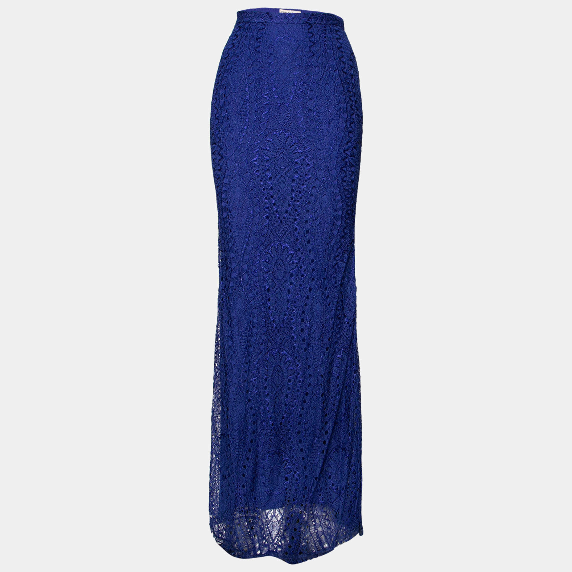 Emilio Pucci Blue Lace Maxi Skirt S
