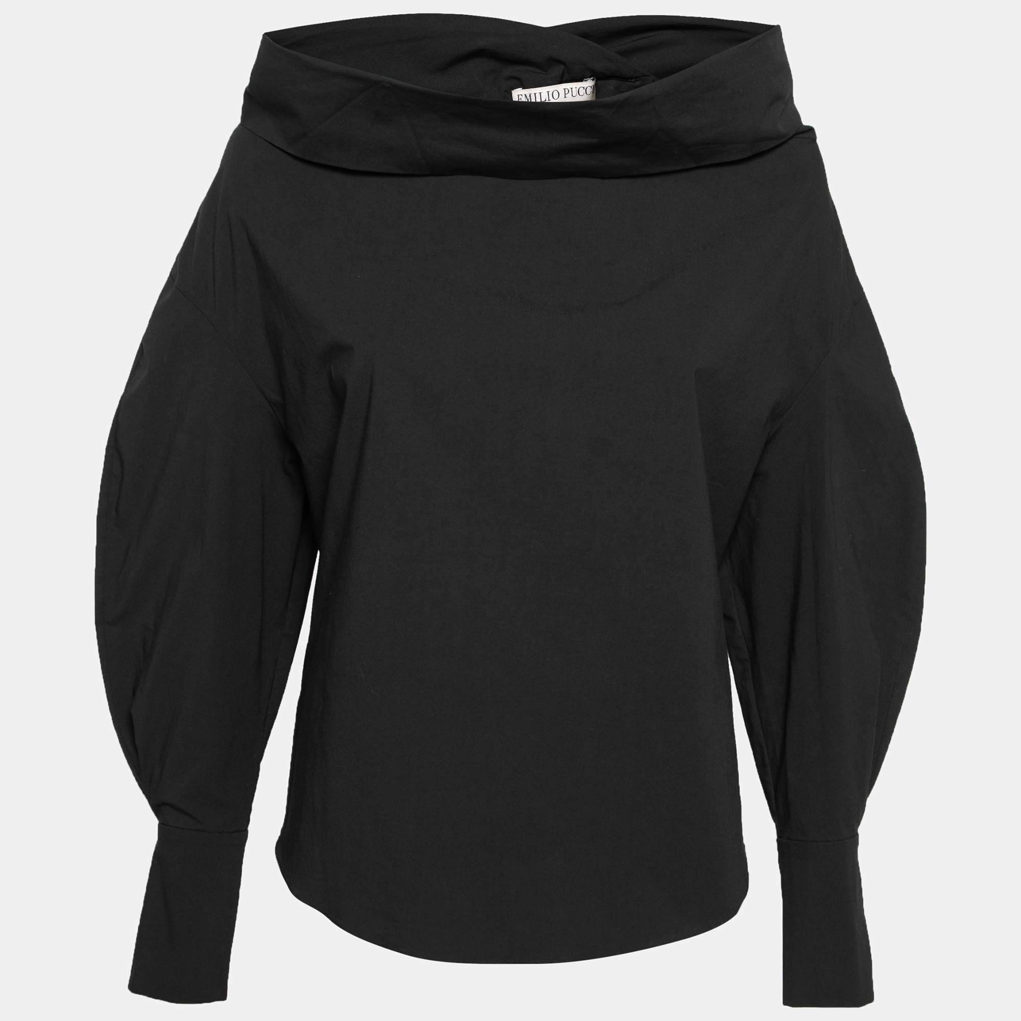 Pre Owned قميص ايميليو بوتشي قطن مرن أسود أوف شولدر مقاس صغير (سمول)