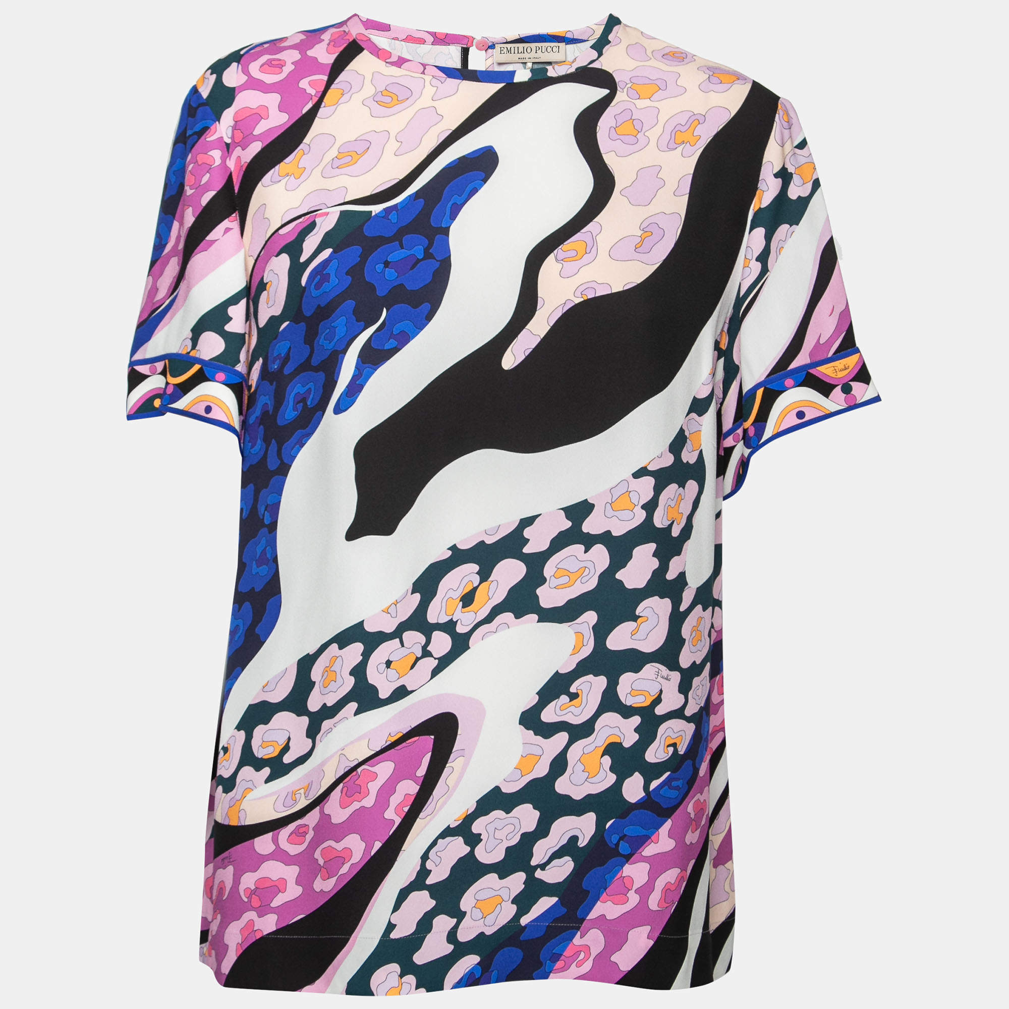 Emilio Pucci Multicolor Printed Crepe Top M