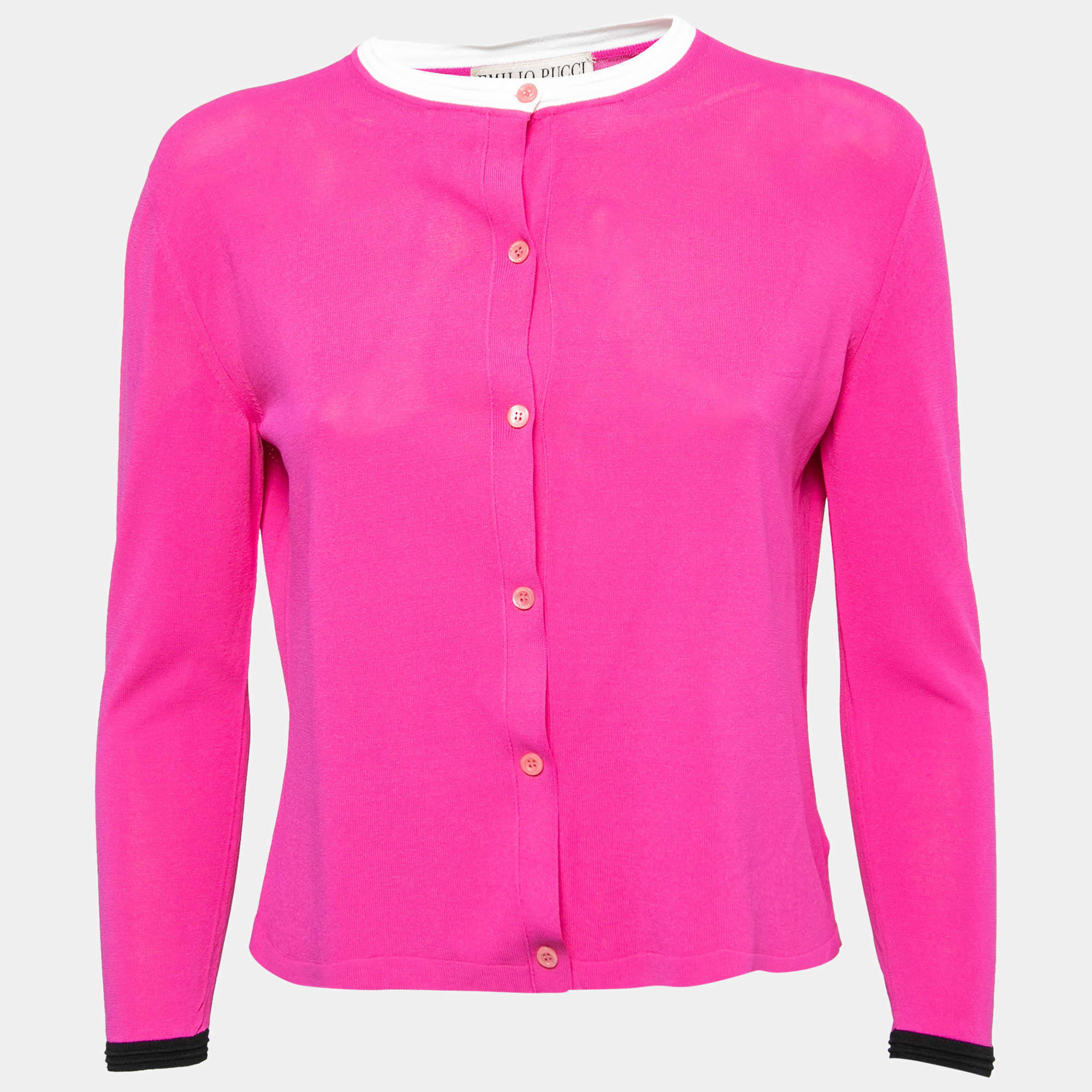 Emilio Pucci Pink Knit Button Front Cardigan M