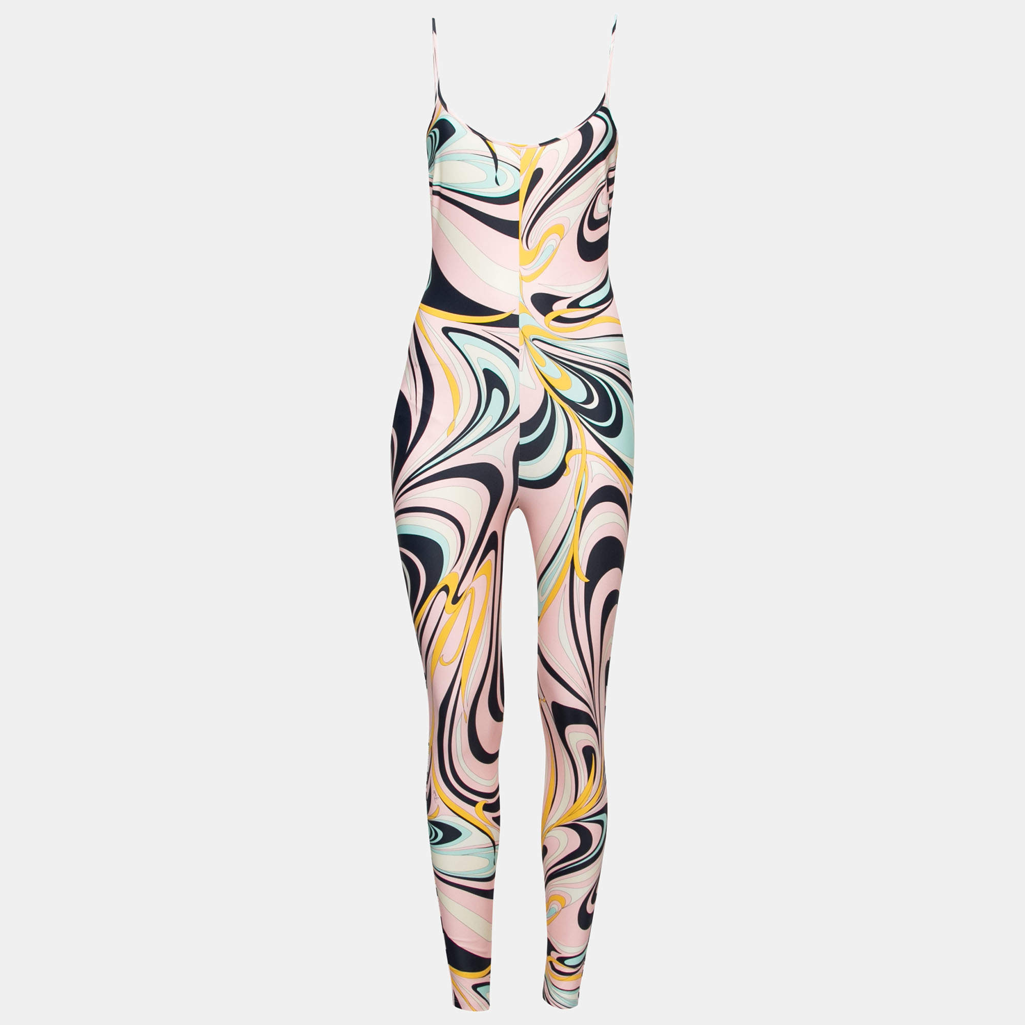 Emilio Pucci Pink Printed Stretch Jersey Scoop Back Jumpsuit S