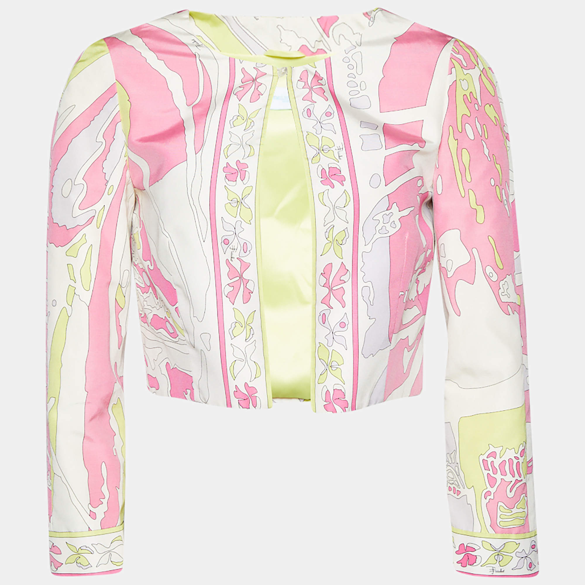 Emilio Pucci Multicolor Cotton & SiIlk Cropped Shrug M