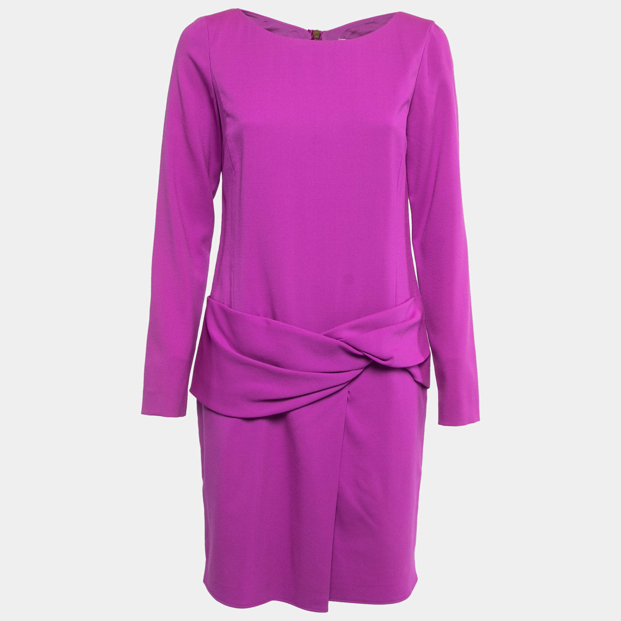 Emilio Pucci Purple Wool Drop Waist Long Sleeve Midi Dress M