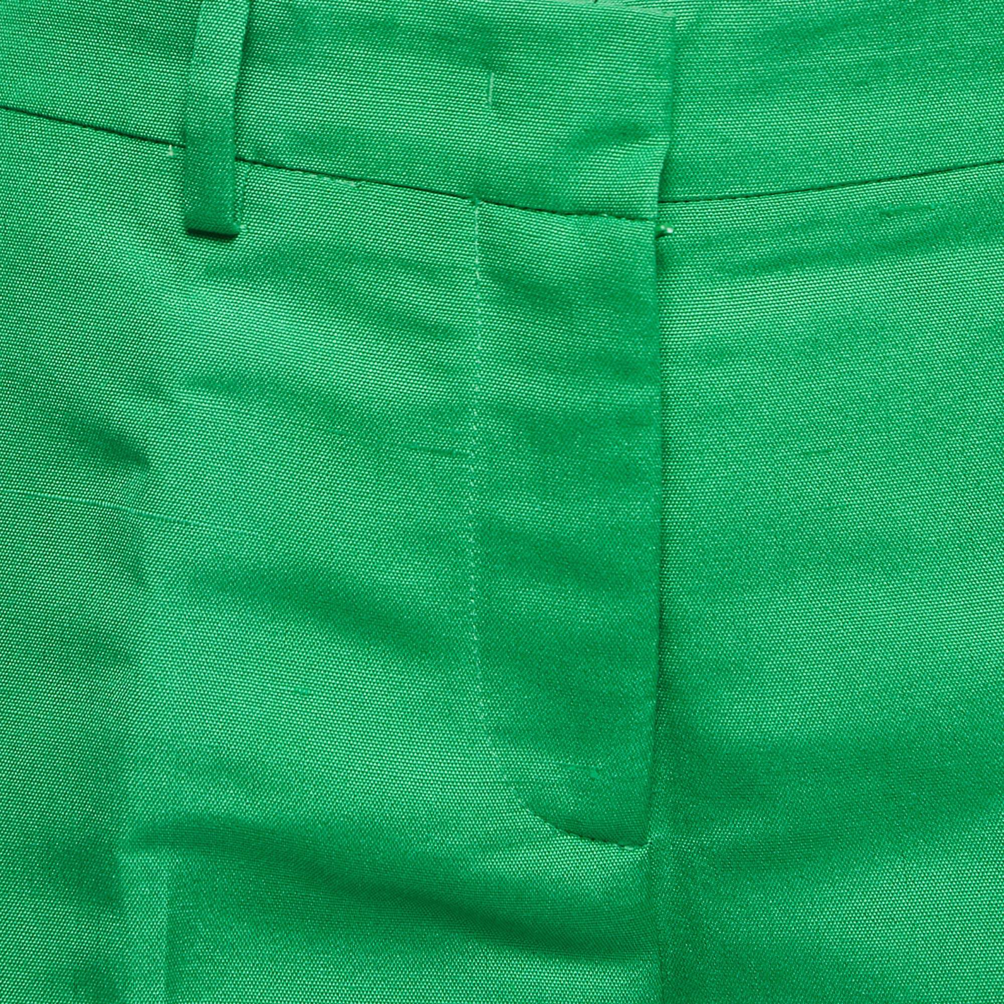 Pre Owned Emilio Pucci Green Silk Tailored Trousers M