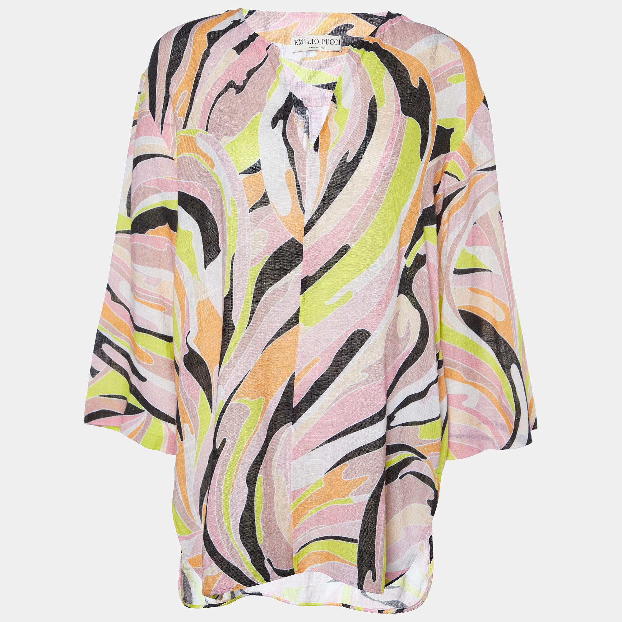 Emilio Pucci Multicolor Printed Cotton Tunic Top M