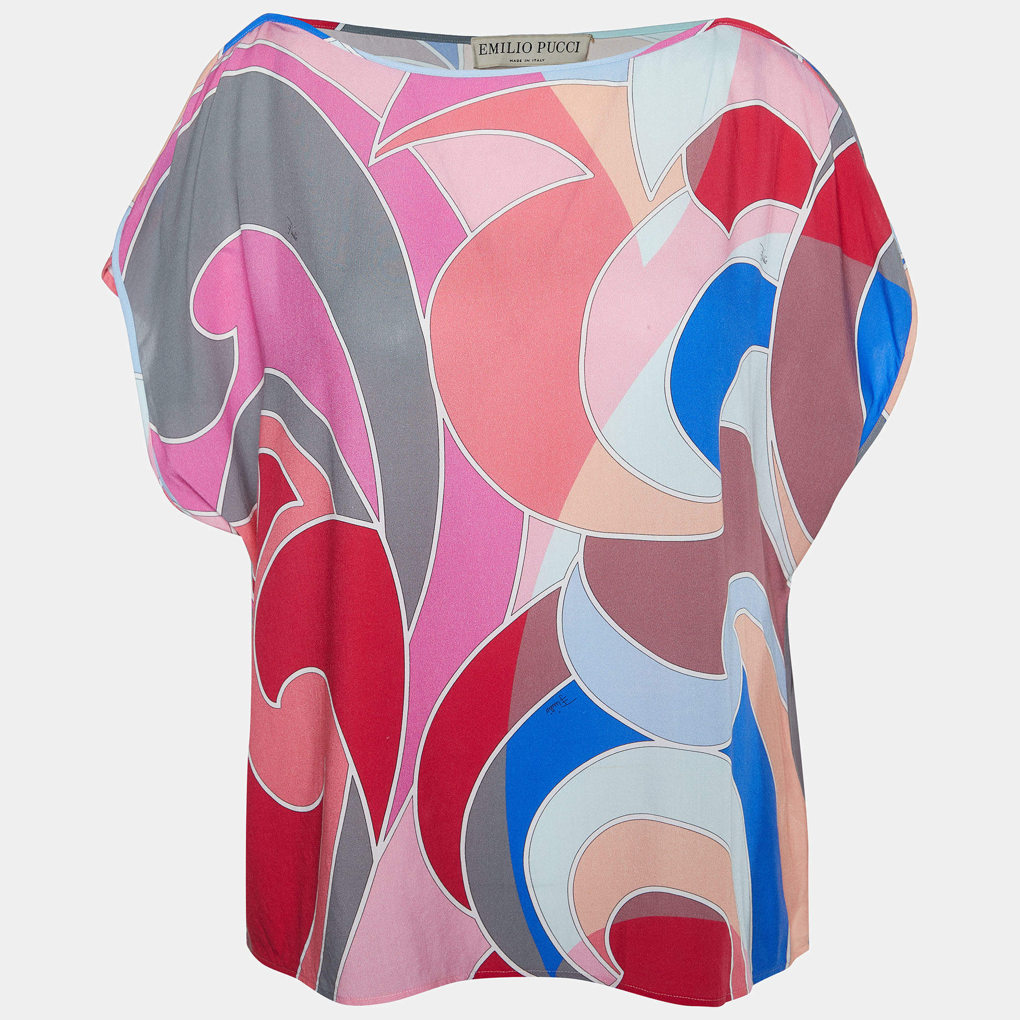 Pre Owned Emilio Pucci Multicolor Printed Top M