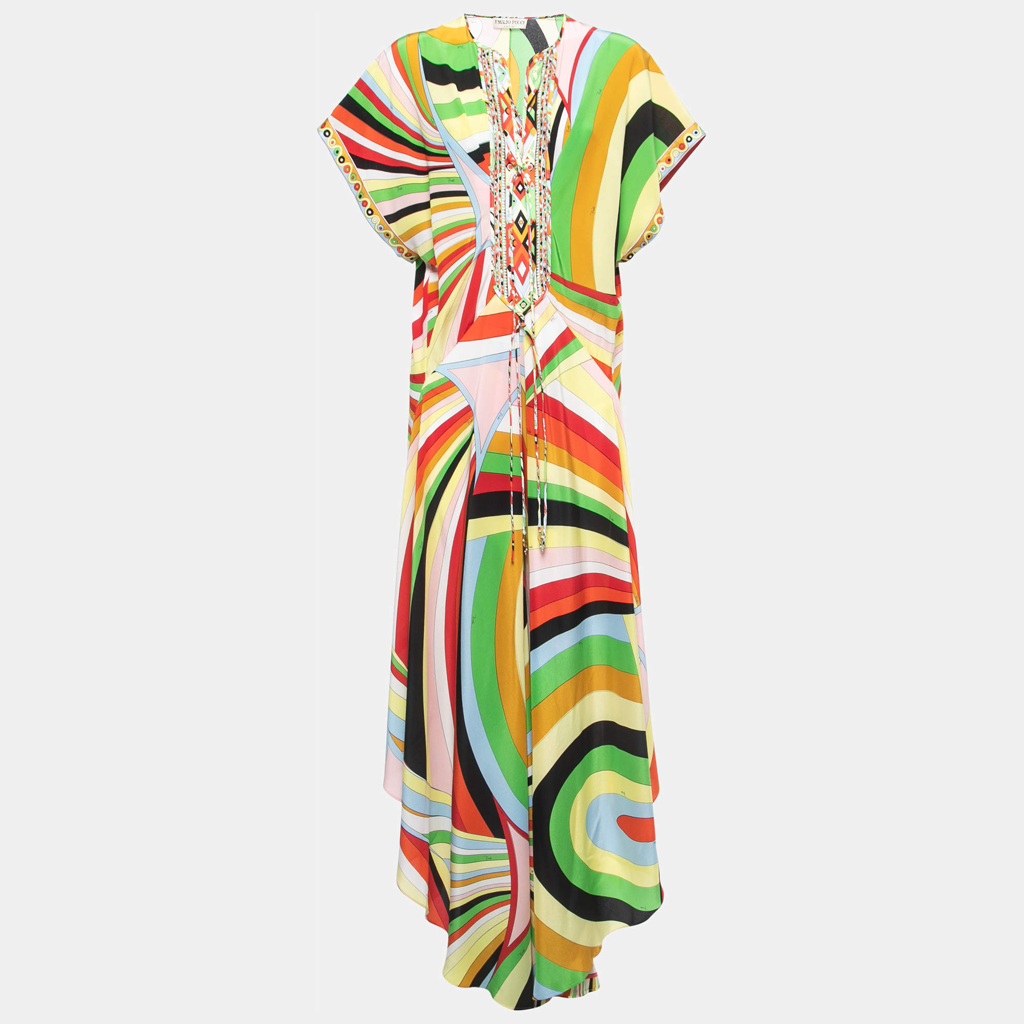 Emilio Pucci Multicolor Printed Silk Kaftan Dress S