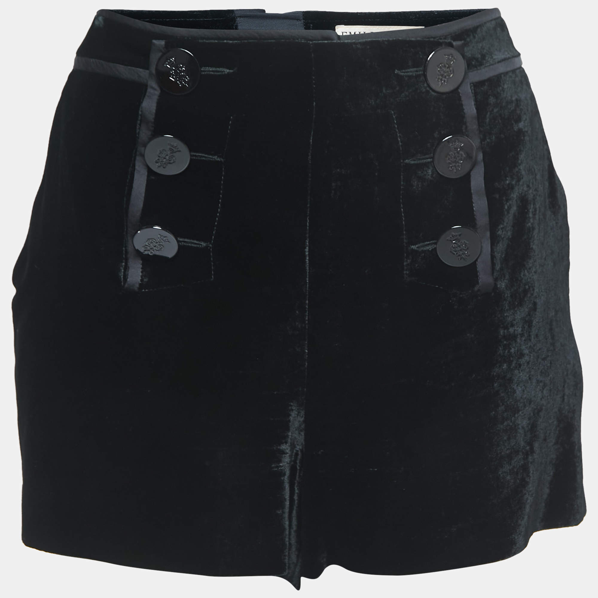 Emilio Pucci Black Velvet Buttoned Shorts M