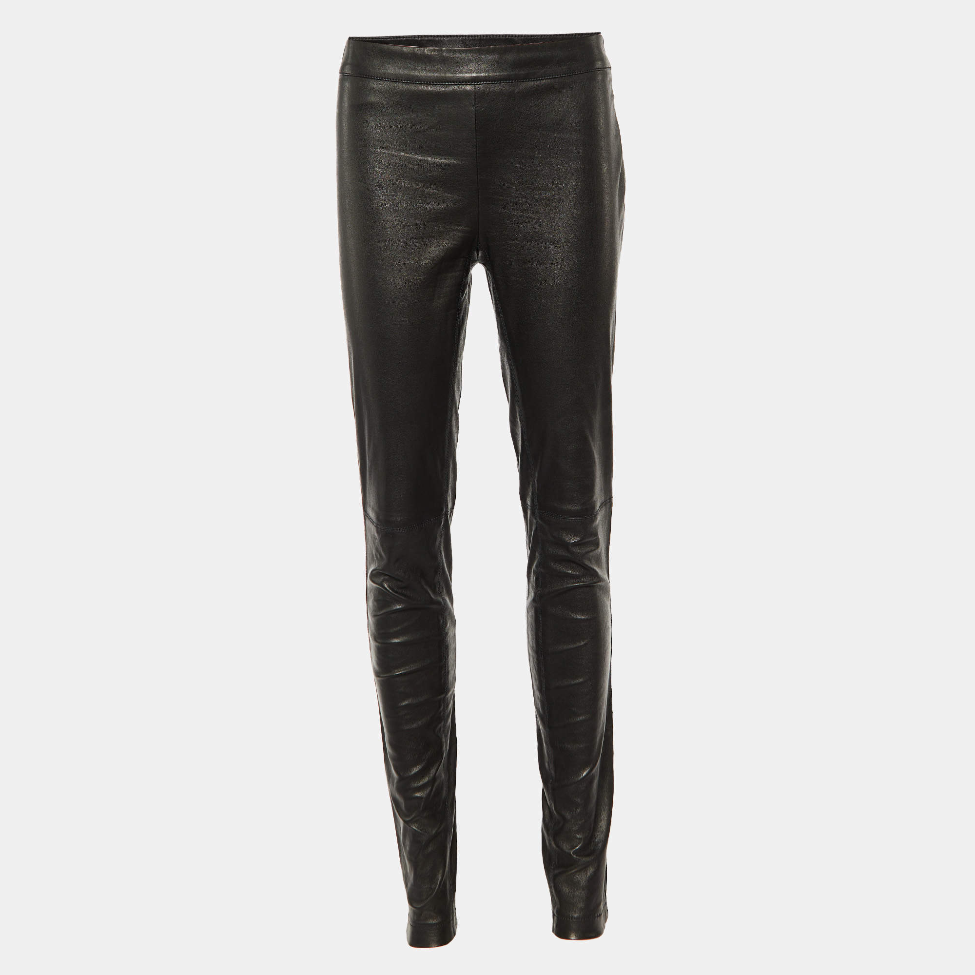 Emilio Pucci Black Leather Fitted Pants L