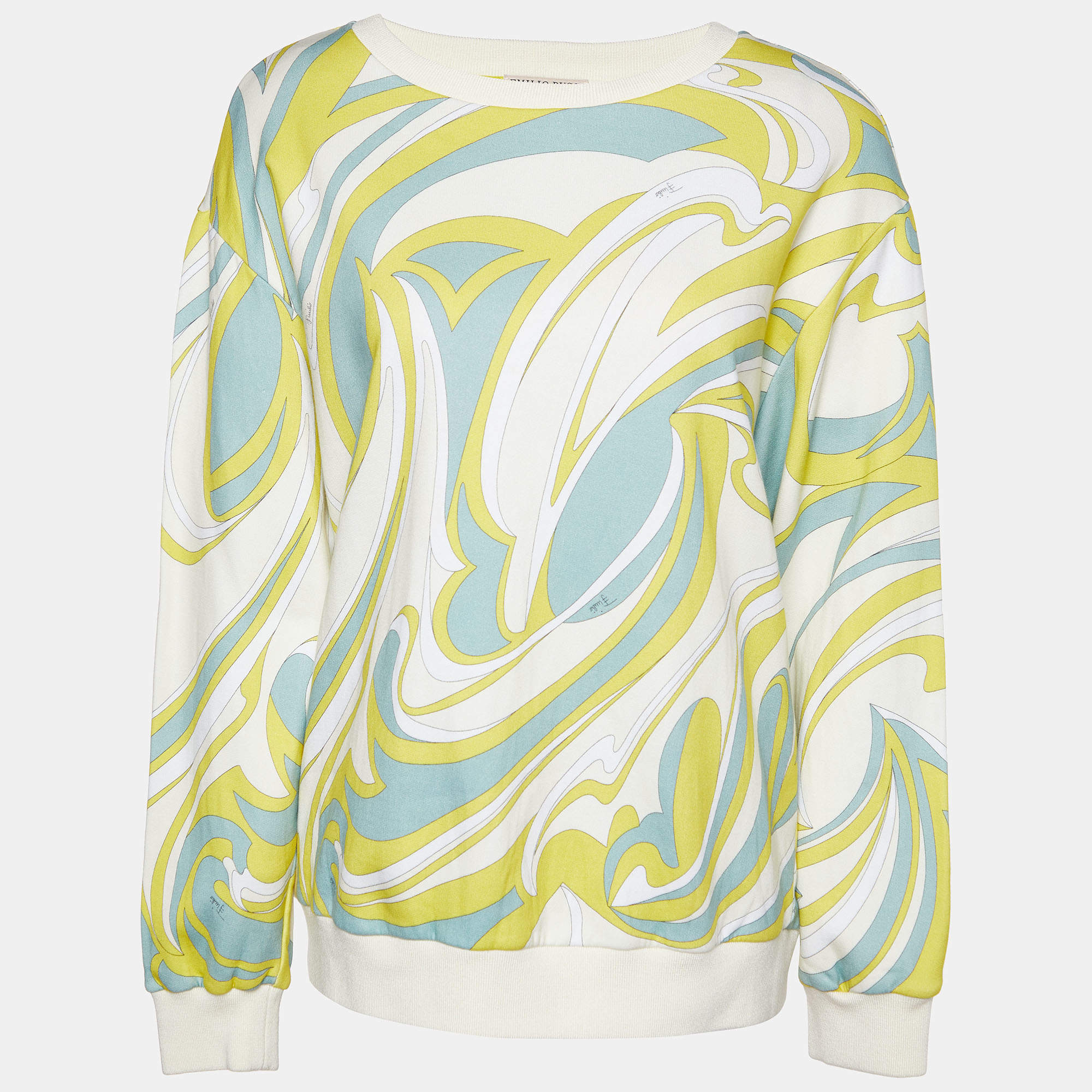 Pre Owned Emilio Pucci Multicolor Printed Cotton Knit Sweatshirt M