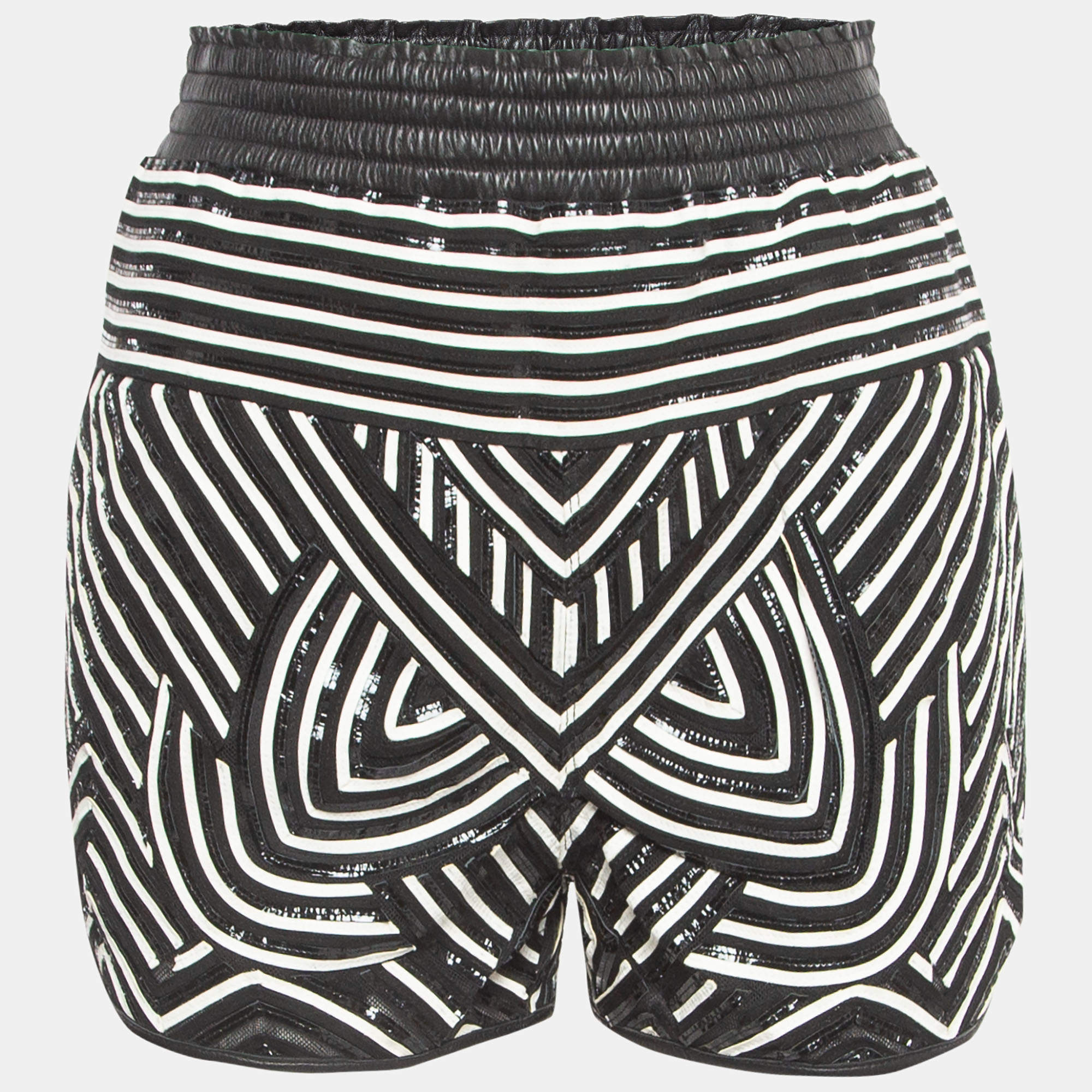 Emilio Pucci Black Patterned Cotton Elasticated Waist Shorts S