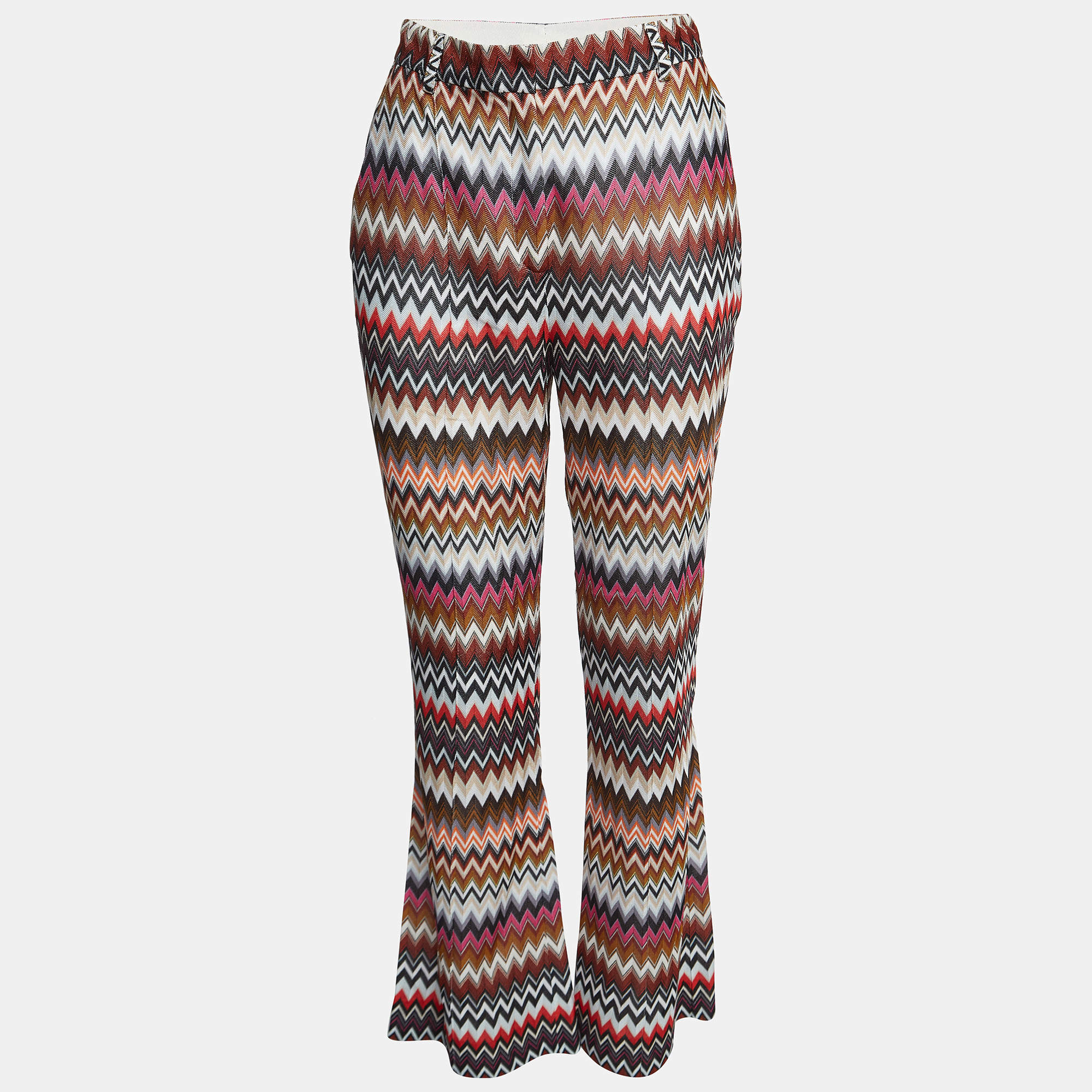 Missoni Multicolor Chevron Pattern Knit Flared Pants M