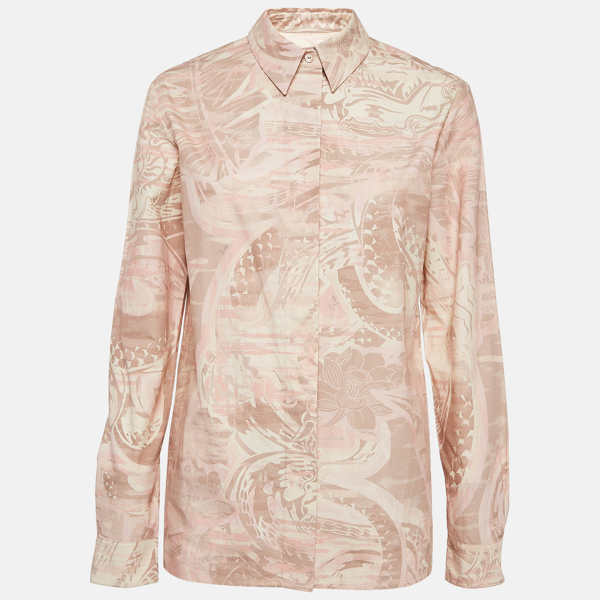 مملوكة مسبقًا Emilio Pucci Printed Cotton Long Sleeve Shirt S