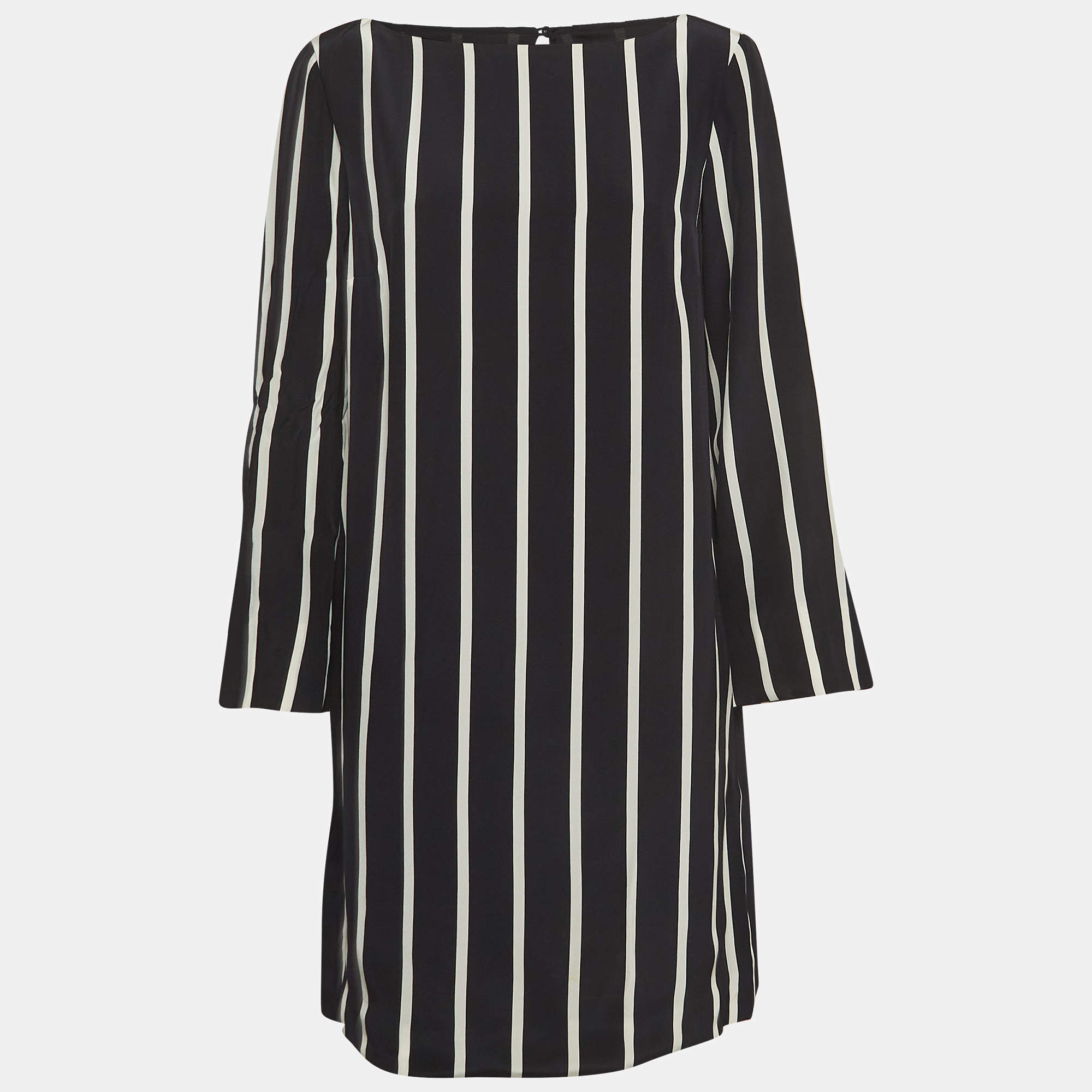 Emilio Pucci Black Pinstripe Silk Short Shift Dress L