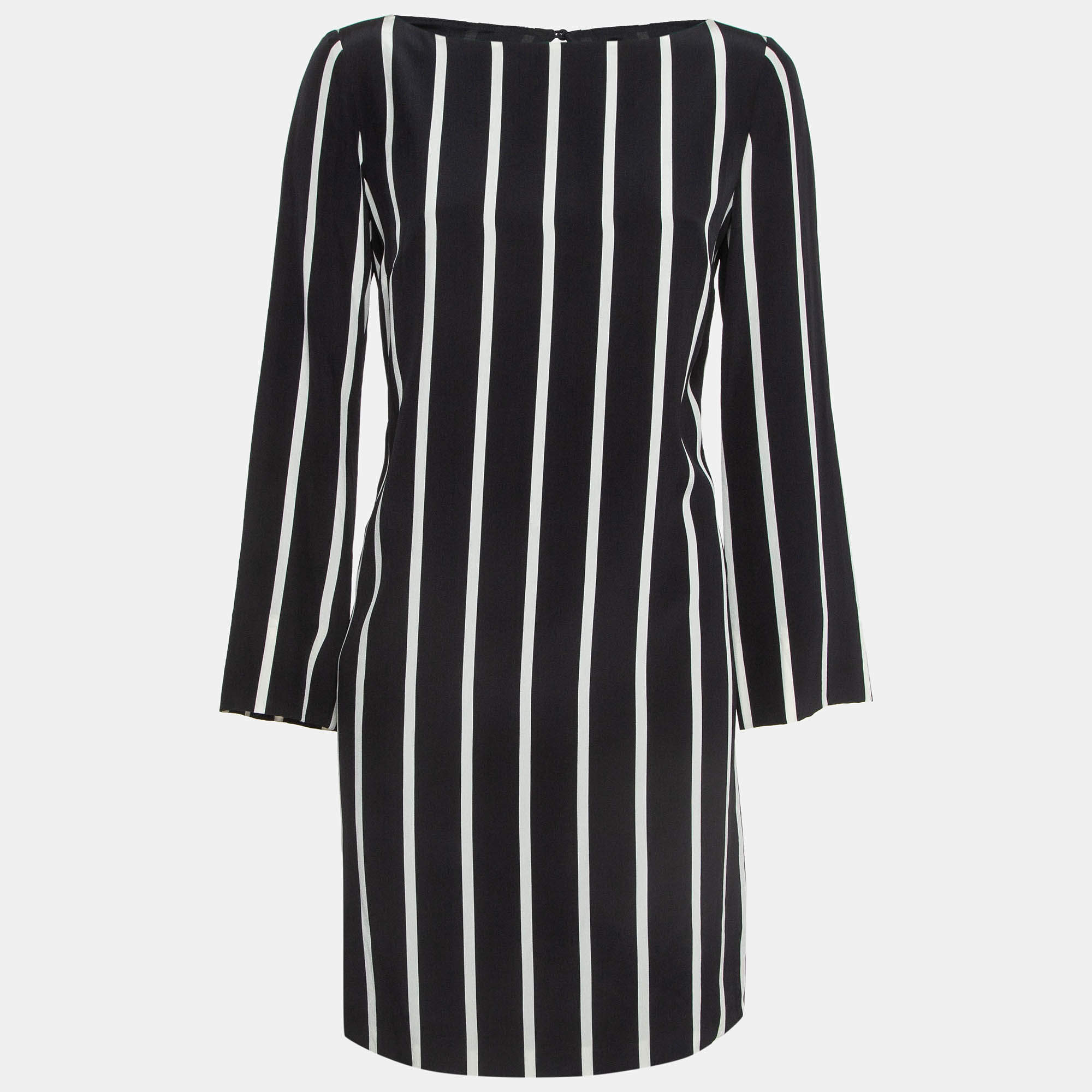 Emilio Pucci Black Pinstripe Silk Short Shift Dress M