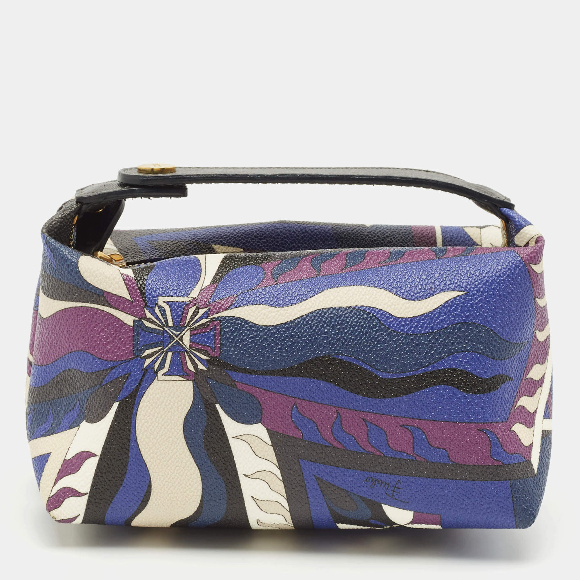 Emilio Pucci Multicolor Printed Coated Canvas and Leather Clutch Bag